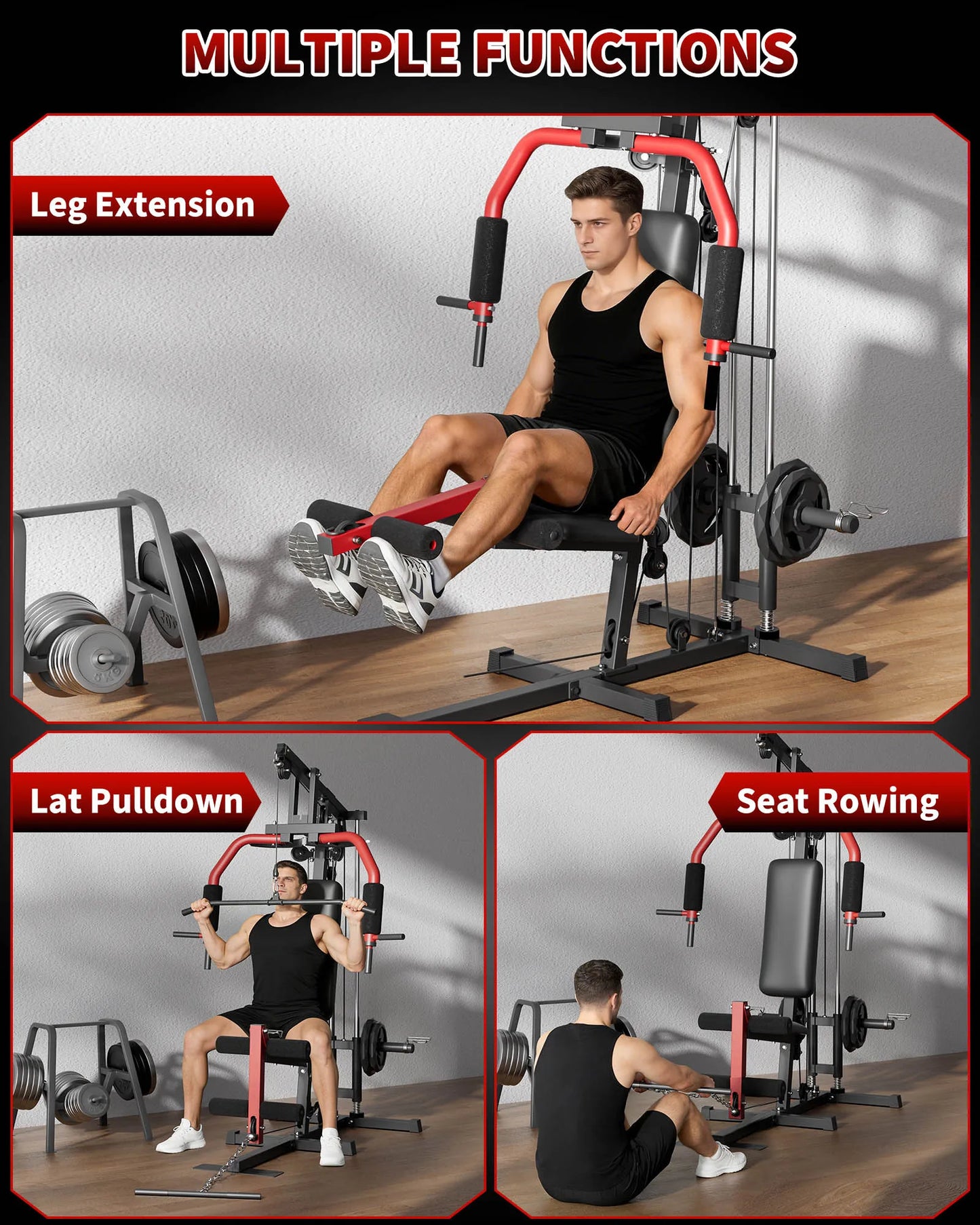 HiMISS 5 In 1 Gym Chest Press Lat Pulldown Machine
