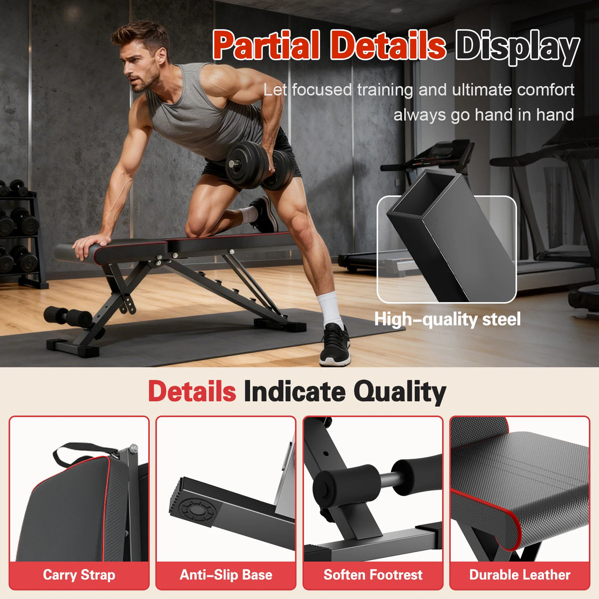 Adjustable Foldable Dumbbell Weight Bench For Full Body Workouts