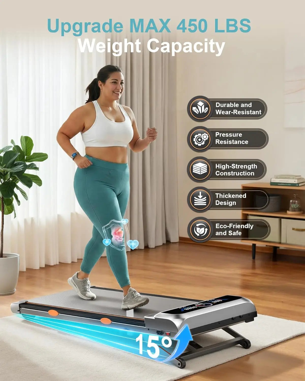 Foldable Under Desk Treadmill With Auto Incline 3.5HP Bluetooth Speaker