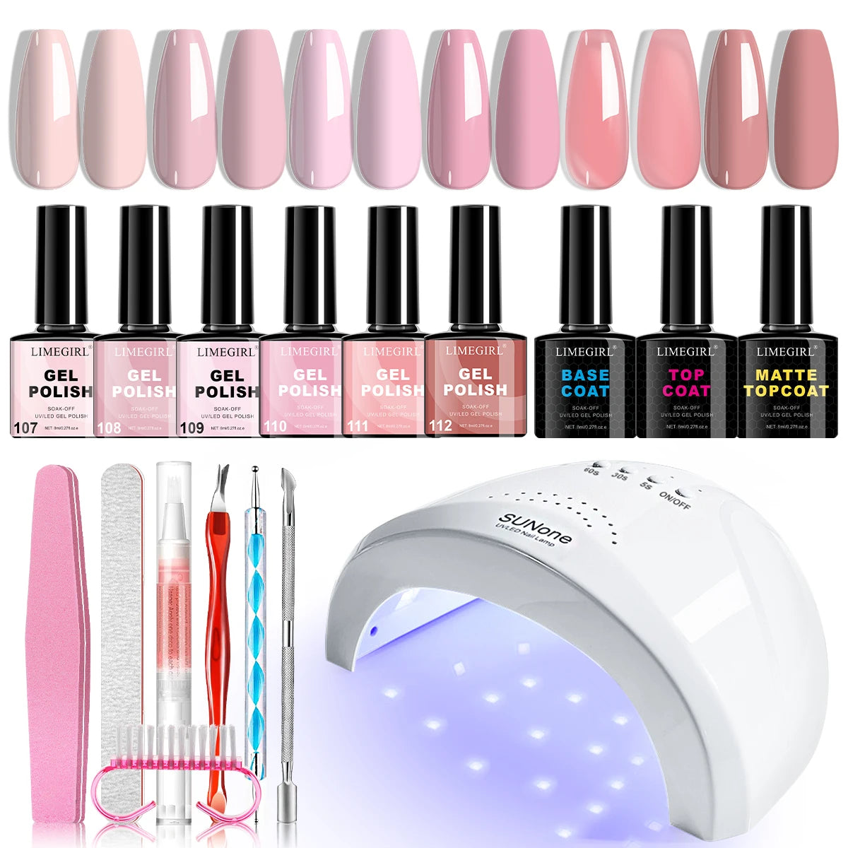 Limegirl Gel Nail Polish Set With UV Lamp Kit Essentials