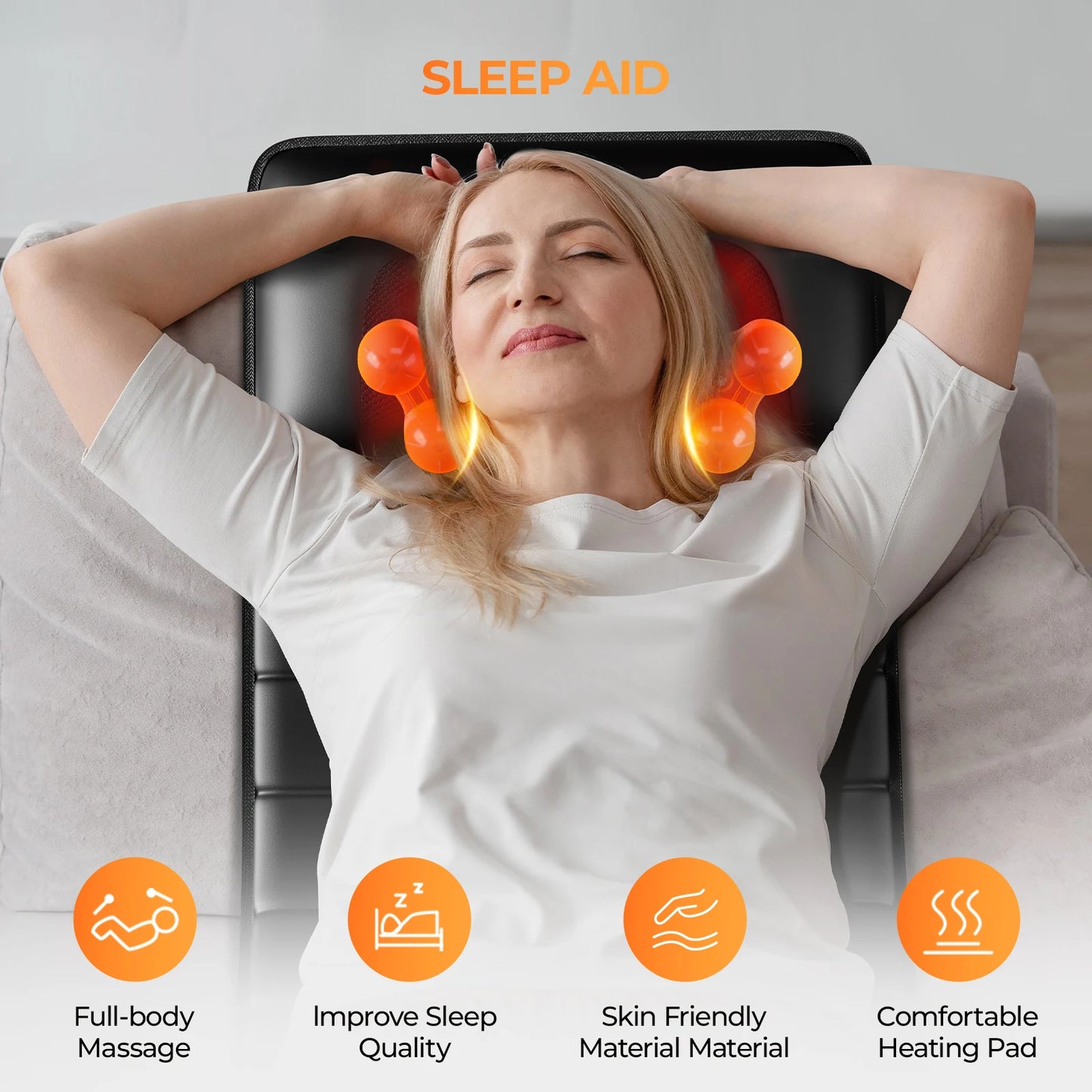 HOMEMASSA Shiatsu Full Body Massage Mat With Heat Vibrating Motors