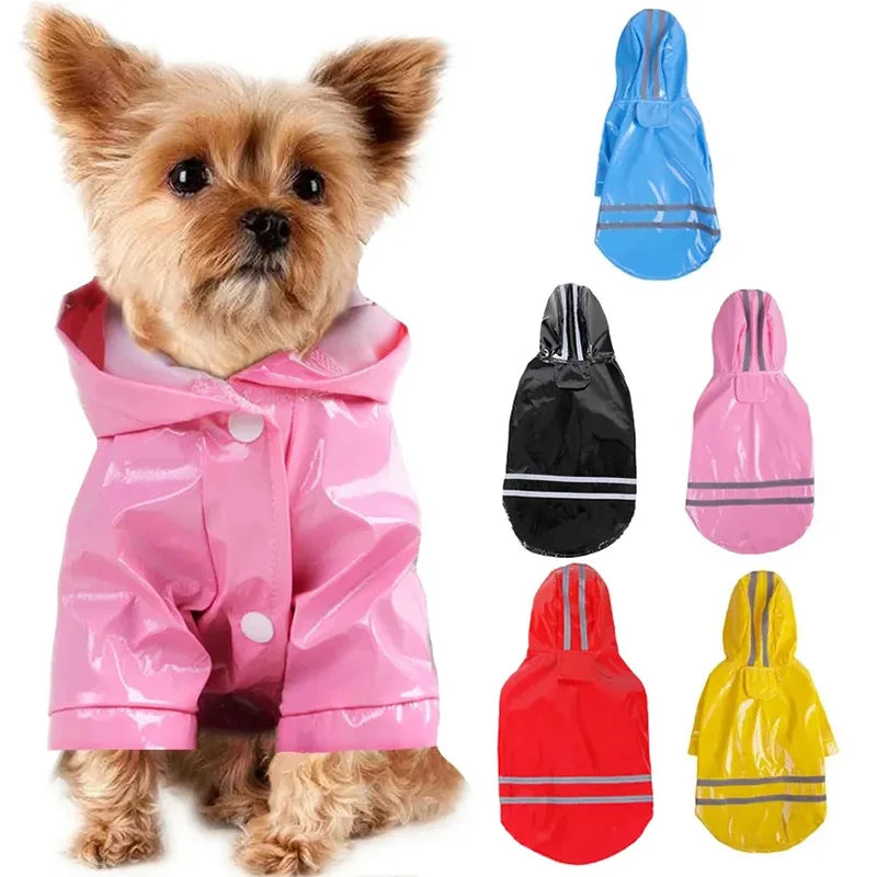 Adjustable Waterproof PU Hooded Rain Jacket For Dogs