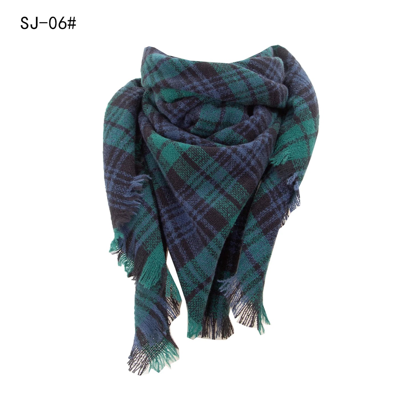 SENAIFEI Women's Triangle Knit Scarf Plaid Pashmina Shawl Wrap