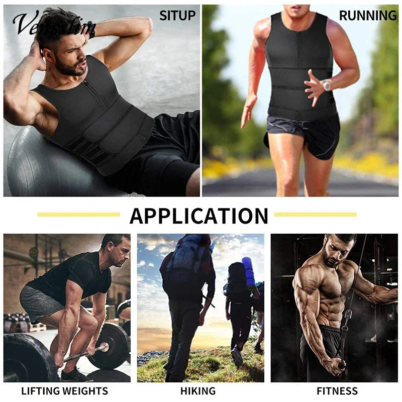 Vensslim Men Body Shaper Waist Trainer Vest Sauna Sweat Compression