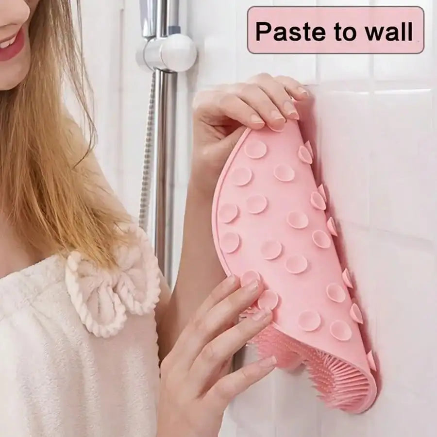 Silicone Shower Massage Mat Foot Scrubber Wall Mount Anti Slip