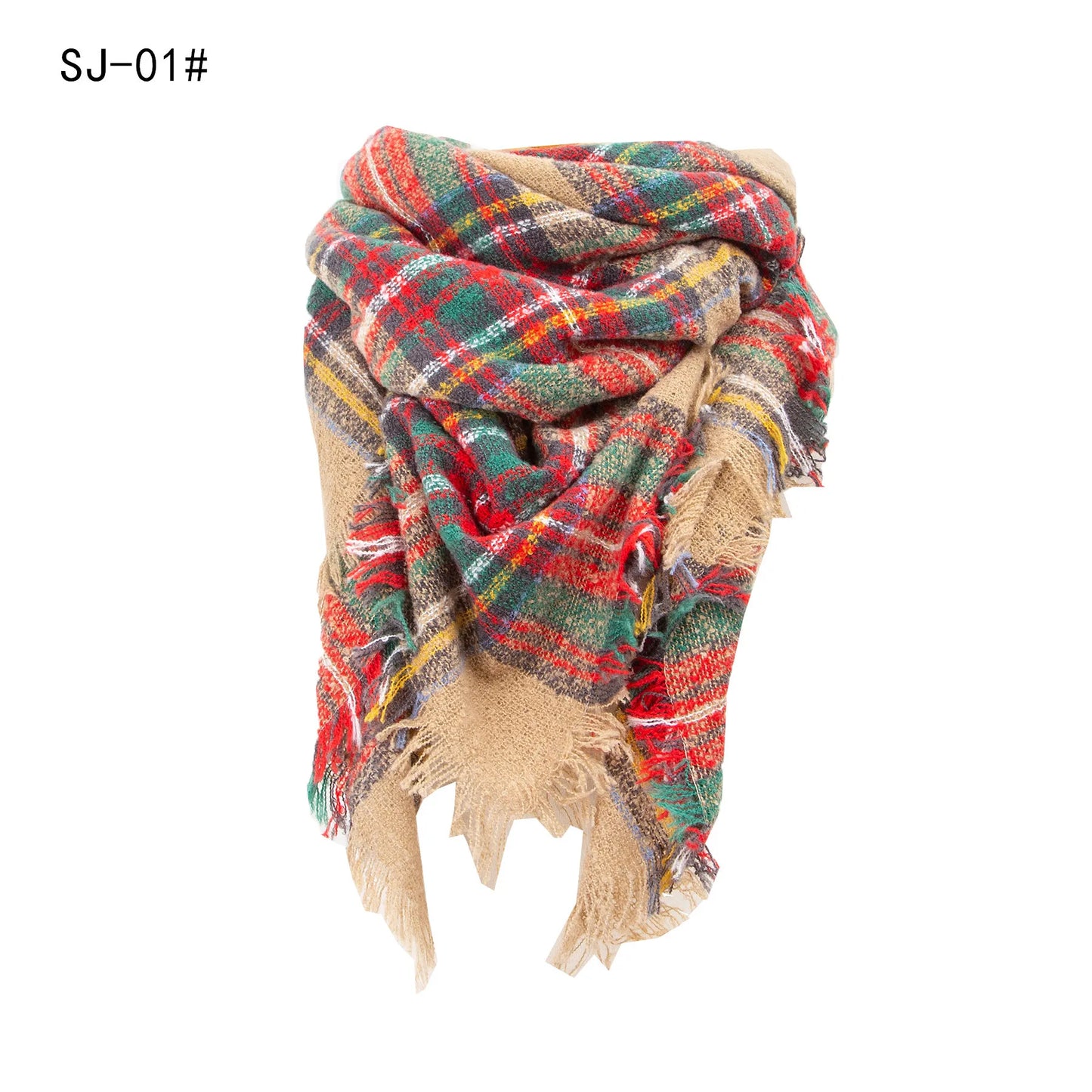 SENAIFEI Women's Triangle Knit Scarf Plaid Pashmina Shawl Wrap
