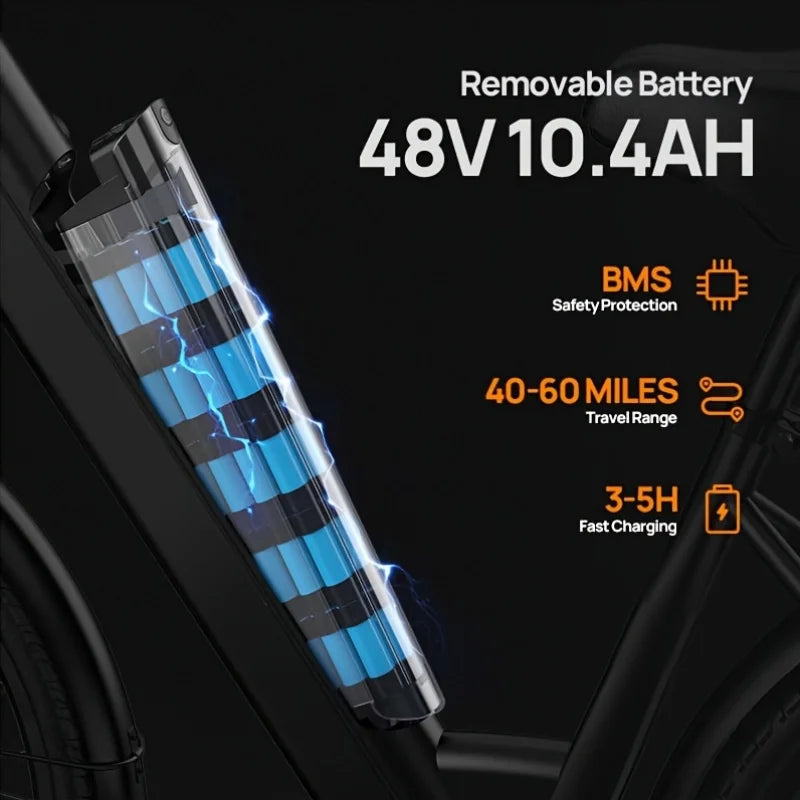 Urlife 750W Electric Bike For Adults Seven Speed Commuter