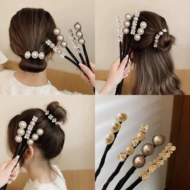 Elegant Pearl Bun Maker Hair Accessory for Korean Style Updos
