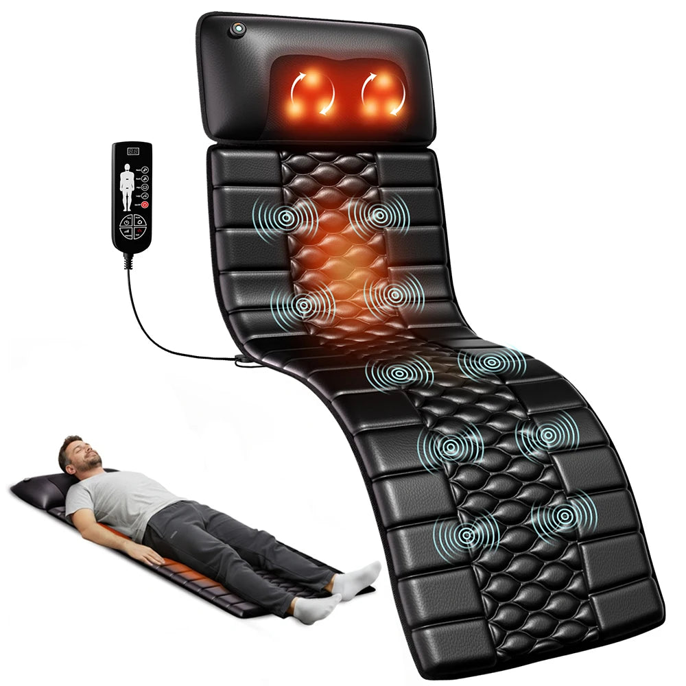 HOMEMASSA Shiatsu Full Body Massage Mat With Heat Vibrating Motors