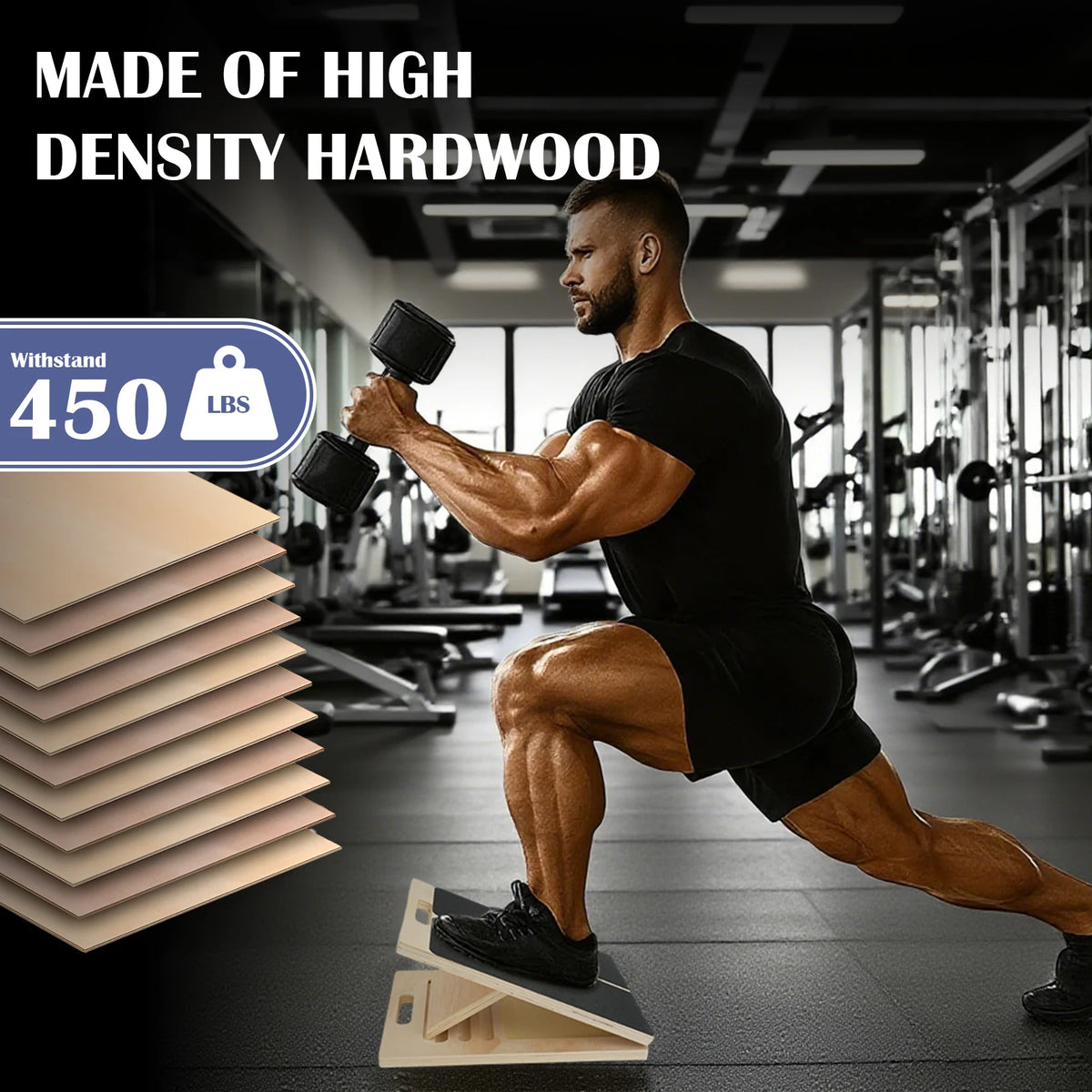 Portable Wooden Incline Stretching Board For Calf And Squat Training