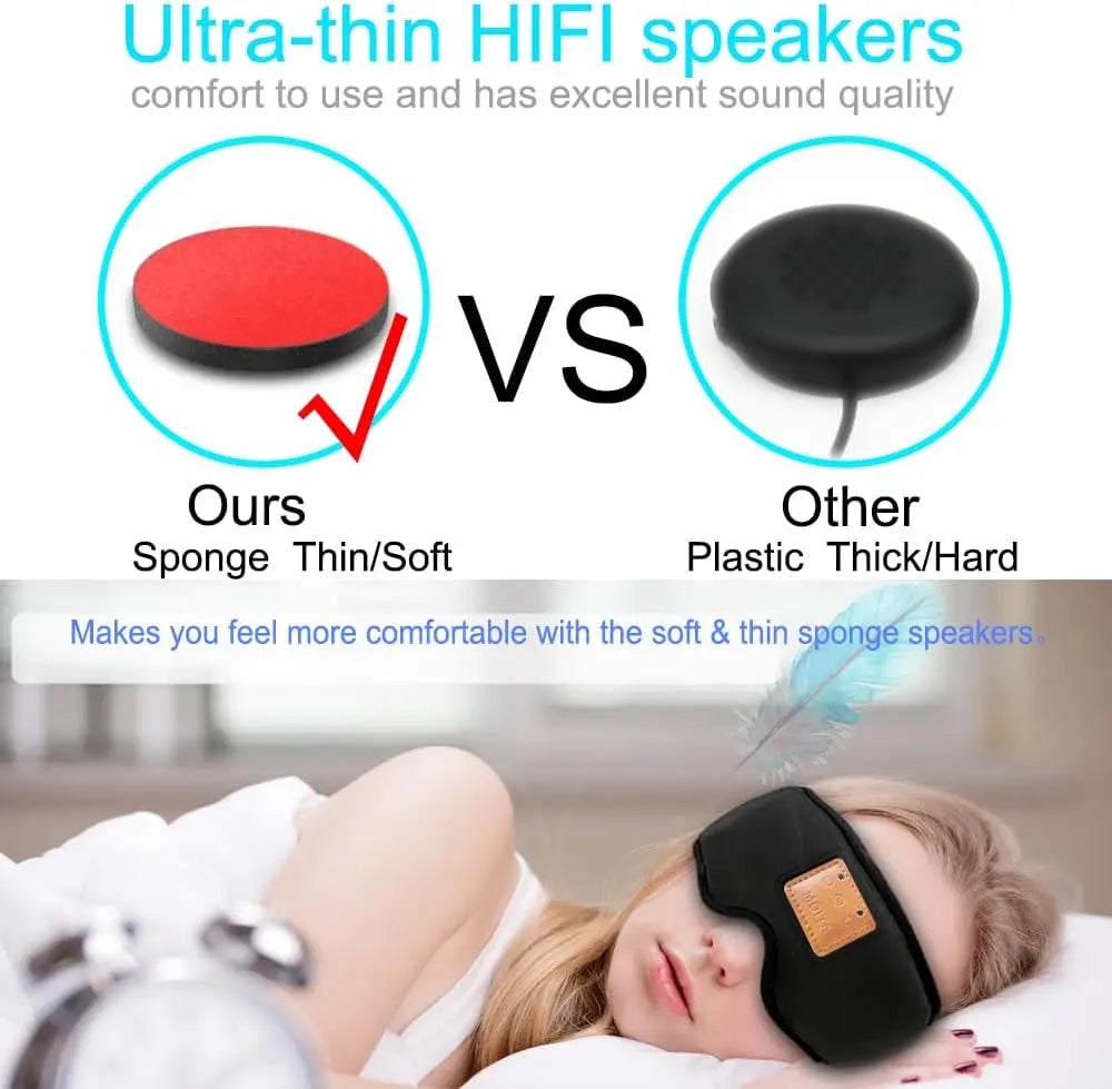 3D Bluetooth Sleeping Eye Mask With Built In Sponge Speakers
