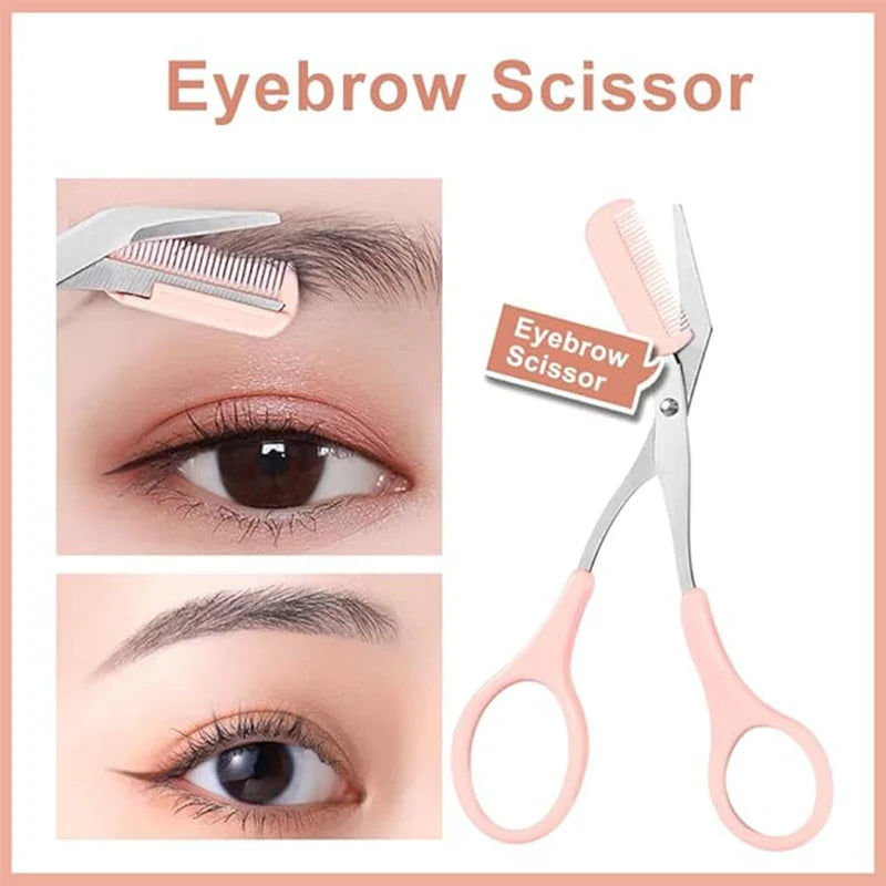 Eyebrow Trimmer Set With Curved Razor And Scissors For Beginners