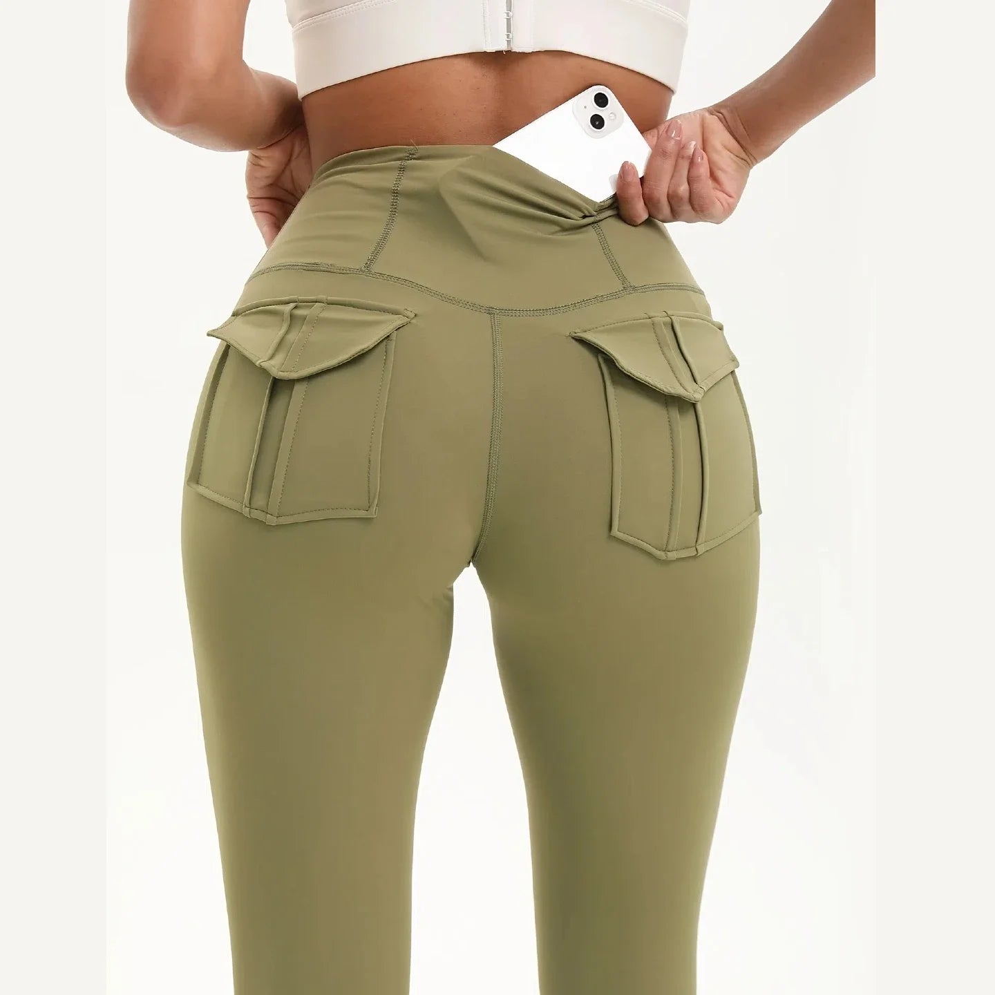 Women's High-Waist Leggings With Phone Pocket 4-Way Stretch Tummy Control