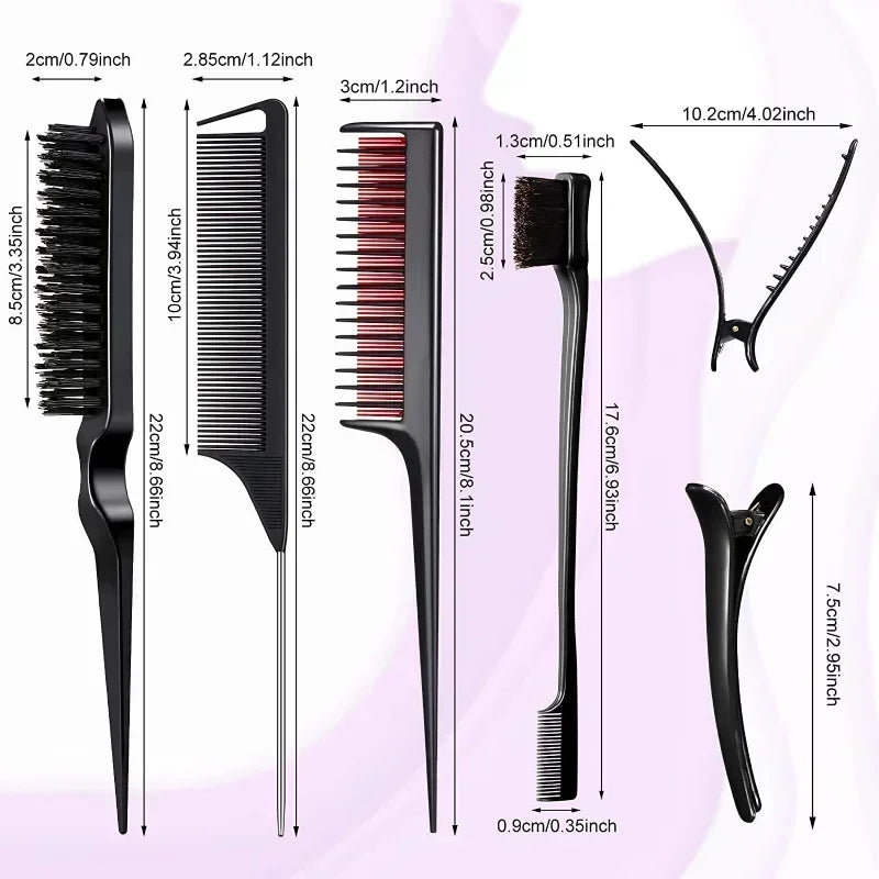 10 Piece Hair Styling Comb Set Rat Tail Edge Braid Brush Tool For Grooming