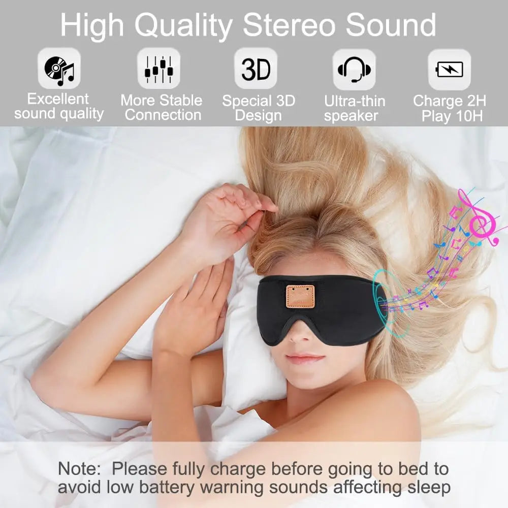 3D Bluetooth Sleeping Eye Mask With Built In Sponge Speakers