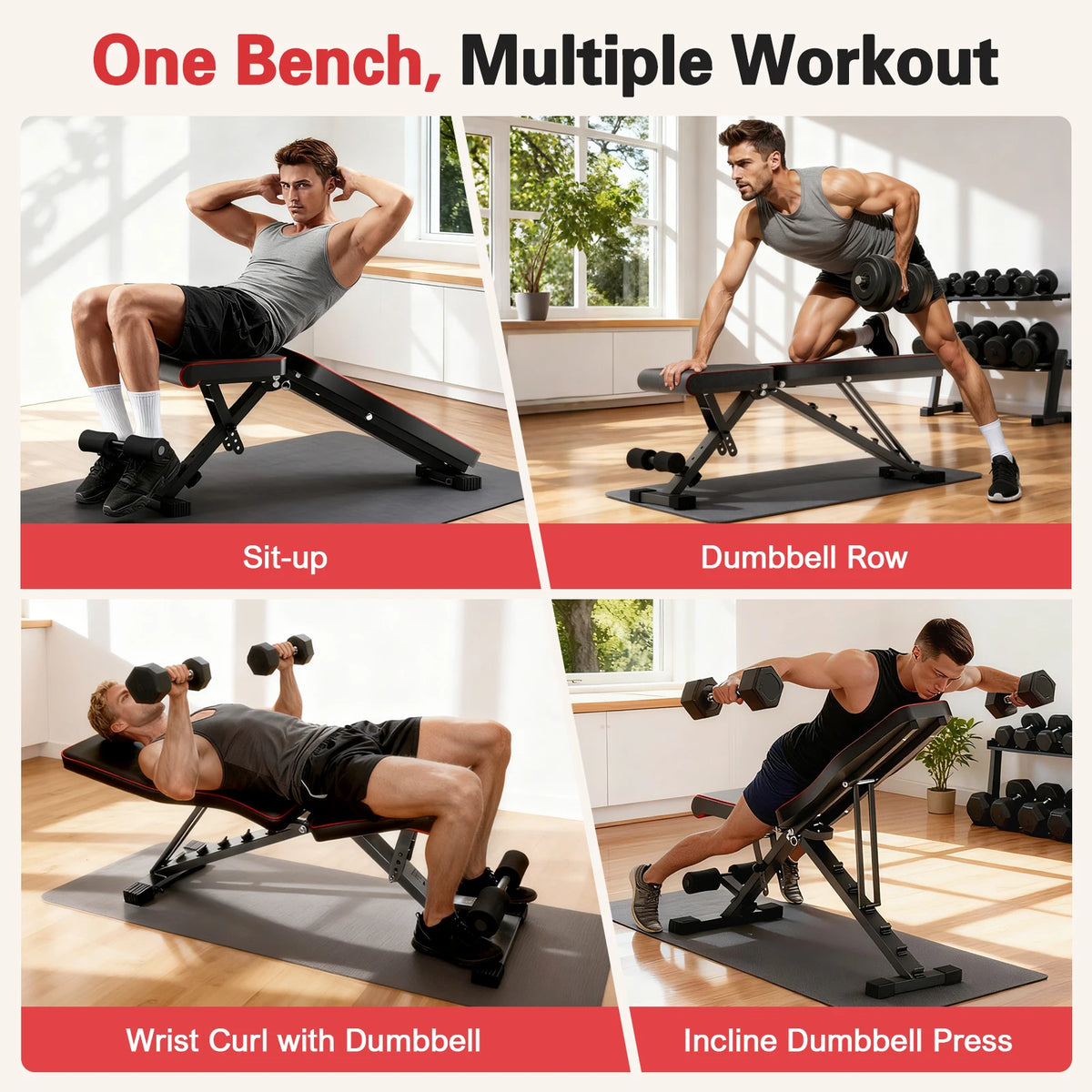 Adjustable Foldable Dumbbell Weight Bench For Full Body Workouts