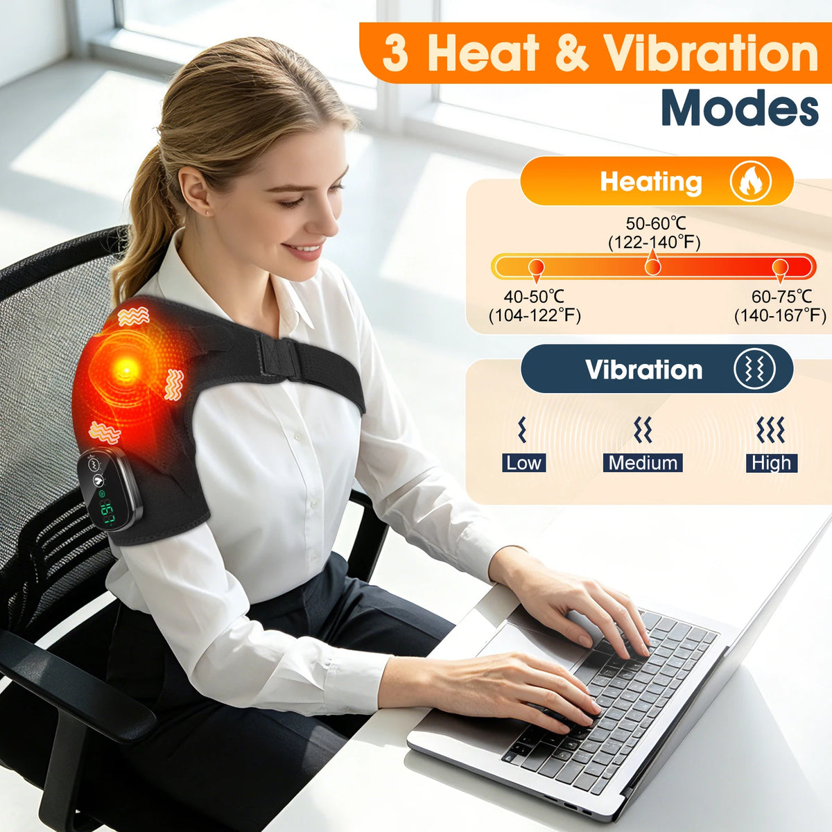 Hailicare Electric Heated Shoulder Massager Wrap With Vibration Relief