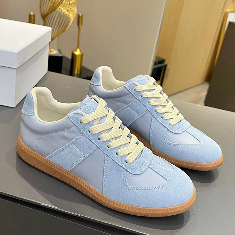 Suede Patchwork Casual Shoes Men Round Toe Lace Up Flats