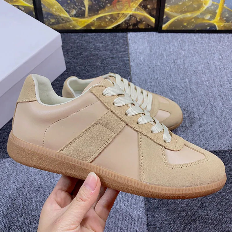 Suede Patchwork Casual Shoes Men Round Toe Lace Up Flats