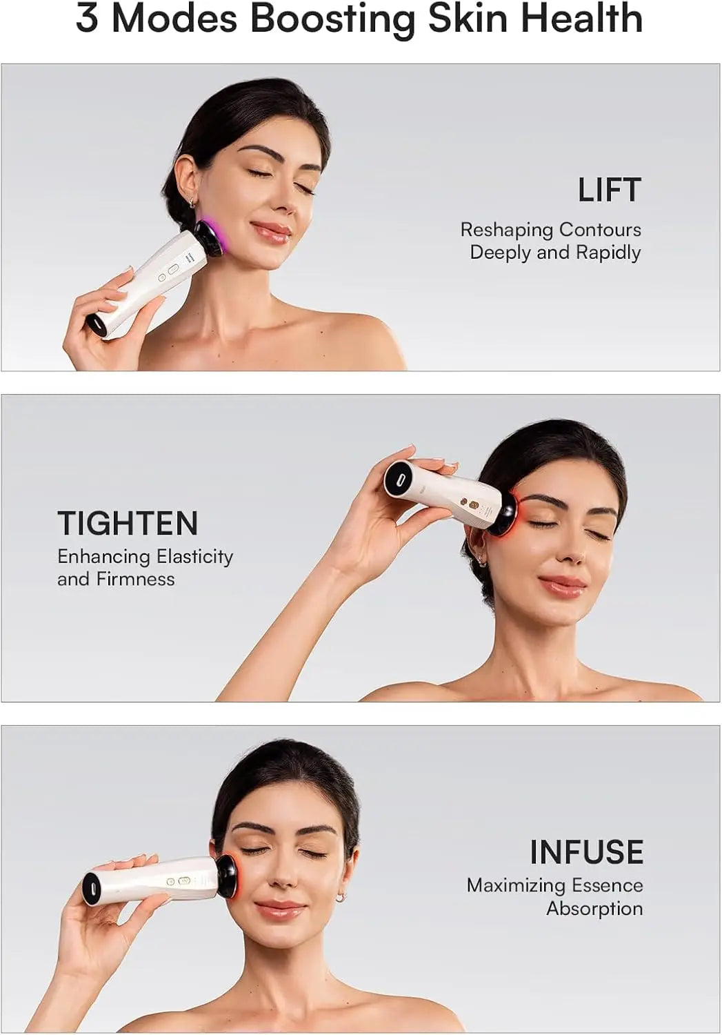 3-In-1 Red Light Facial and Neck Device for Skin Tightening