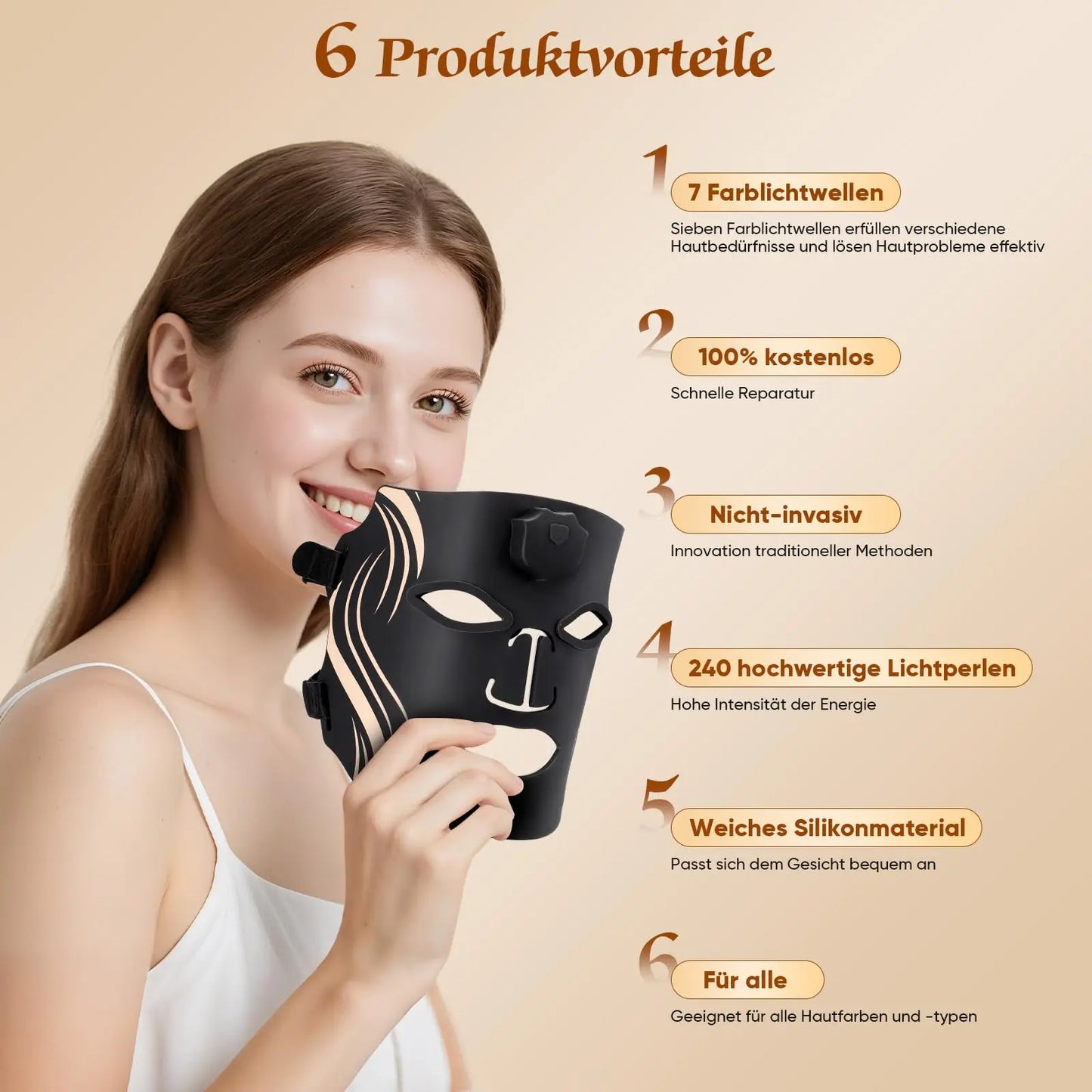 LED Facial Mask With Light Therapy For Anti Aging Acne