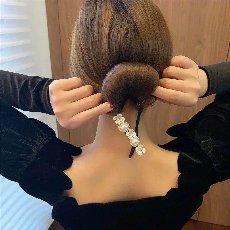 Elegant Pearl Bun Maker Hair Accessory for Korean Style Updos