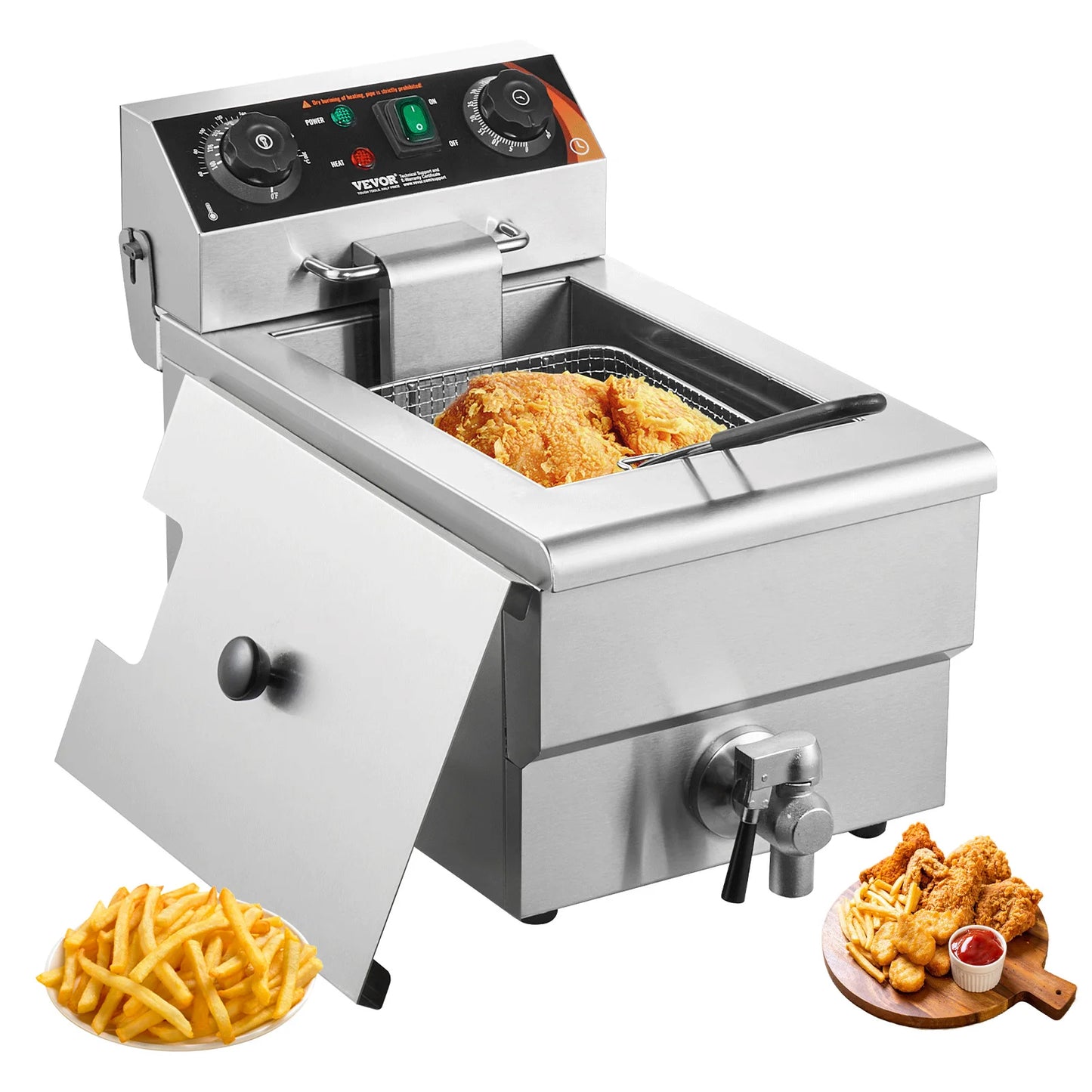 SucceBuy Commercial Deep Fryer Countertop With Time And Temperature Control