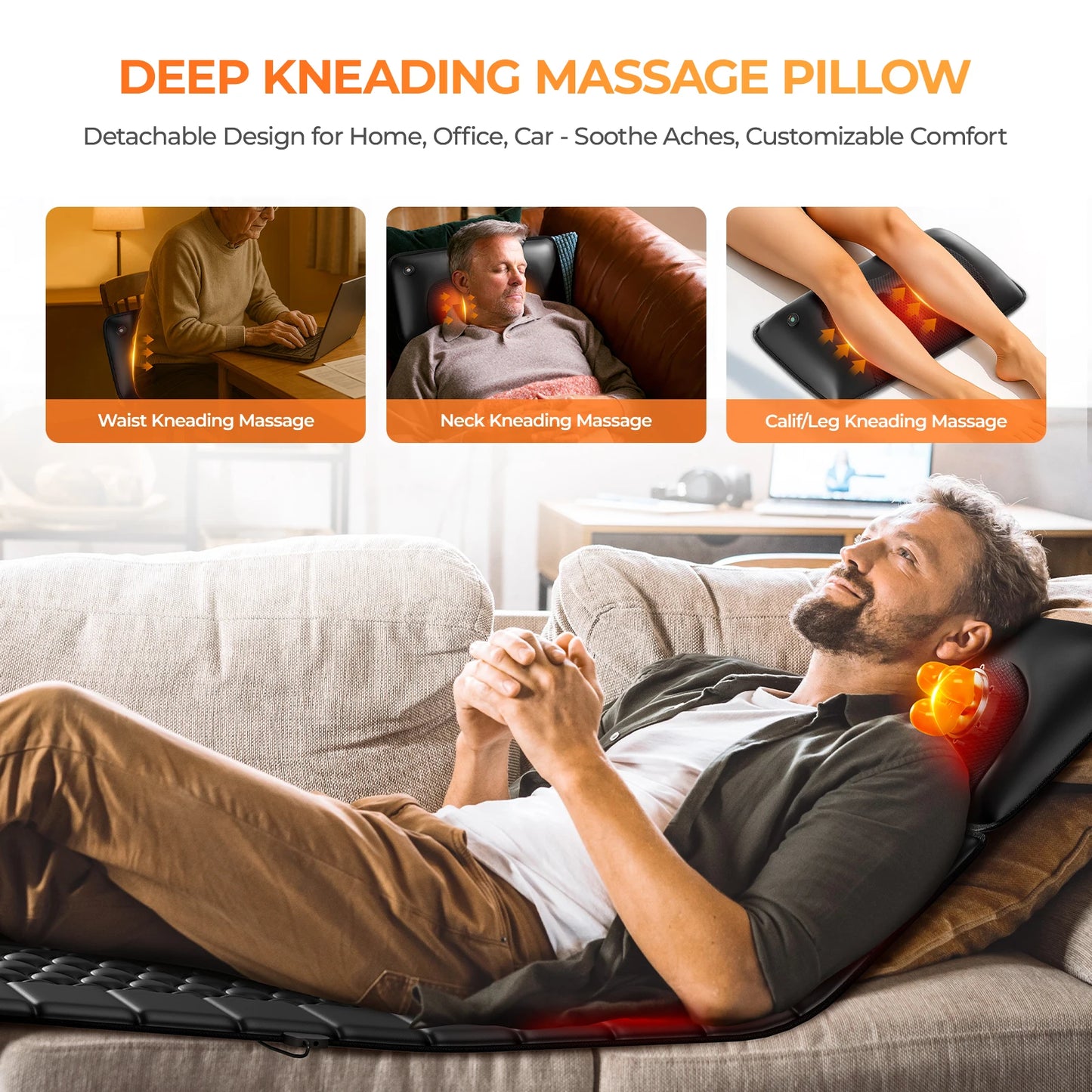 HOMEMASSA Shiatsu Full Body Massage Mat With Heat Vibrating Motors