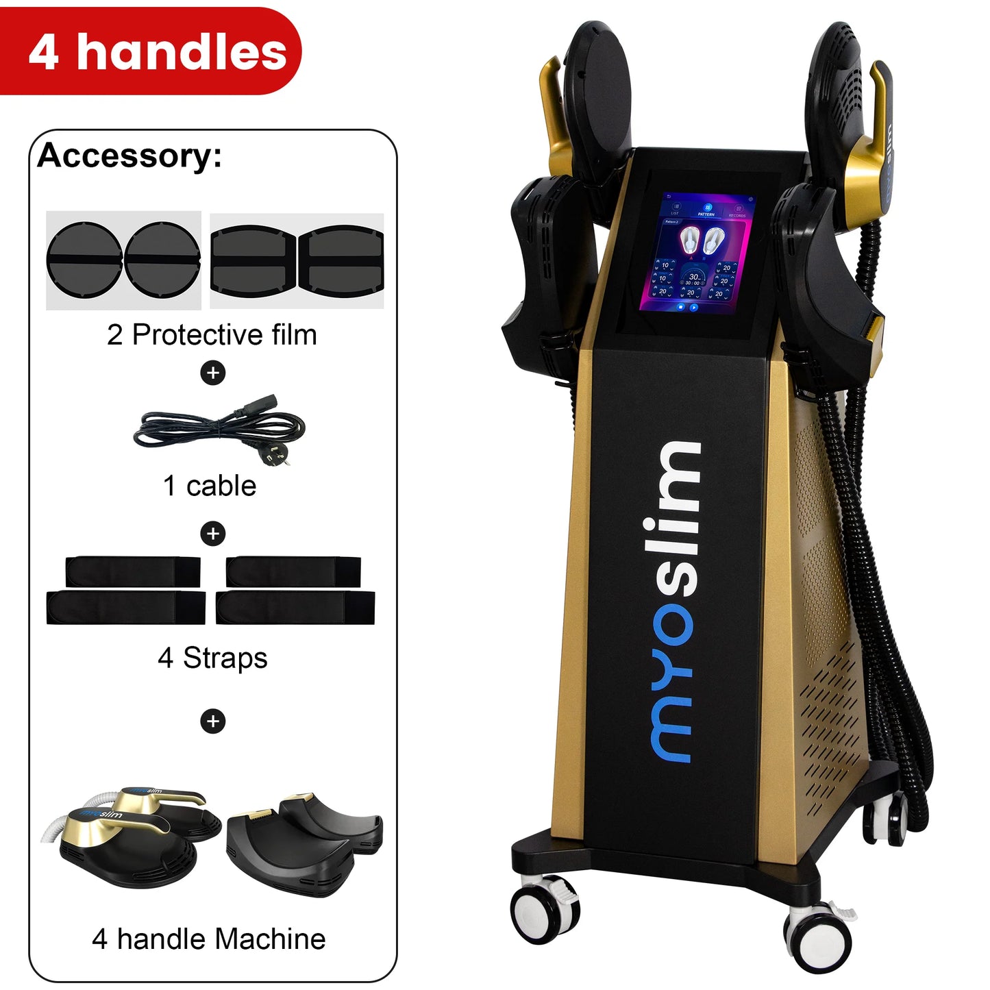MYOSLIM EMS Body Sculpt Machine With 4 Handles For Muscle Building