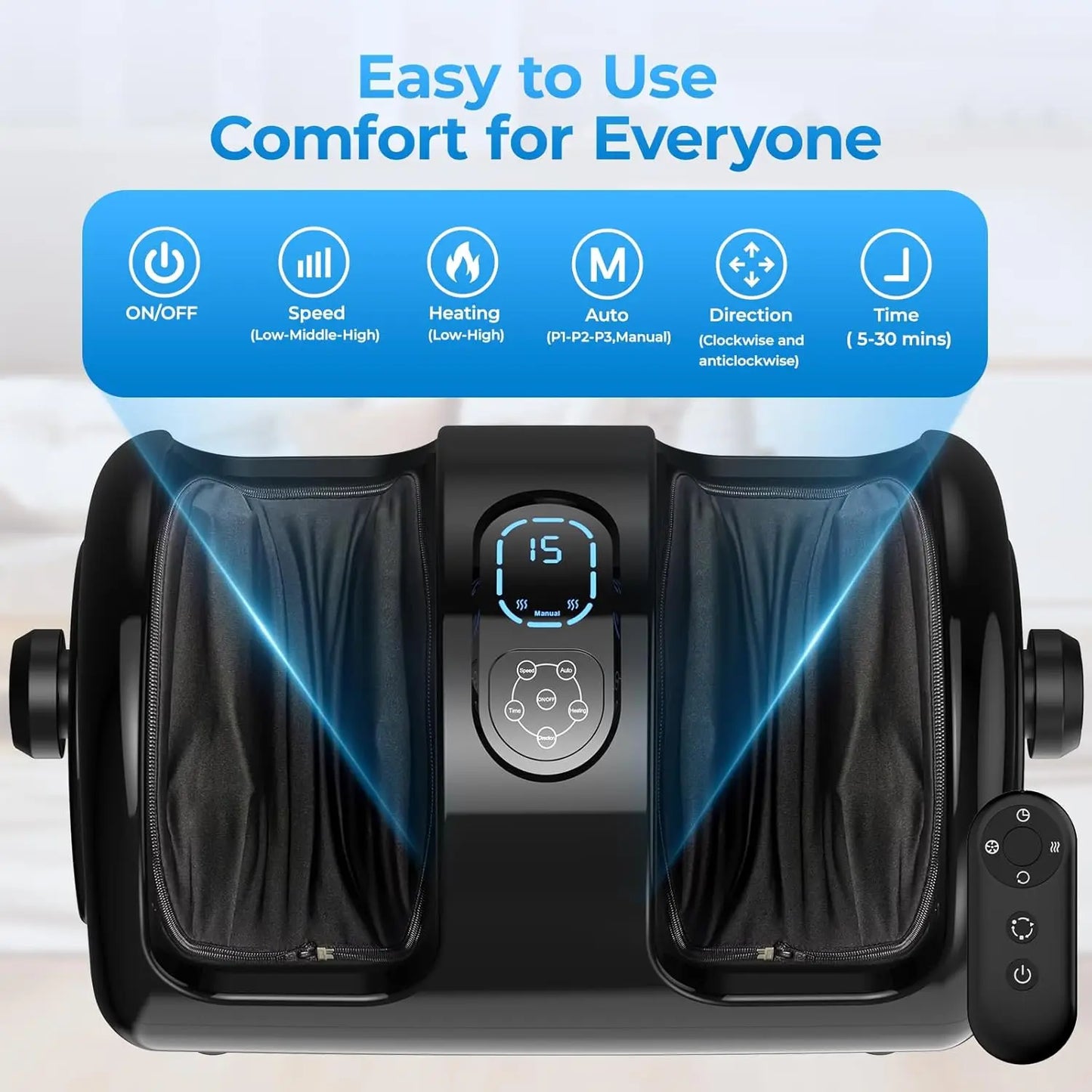 HTM Electric Foot Calf Massager Shiatsu Heat Therapy Machine