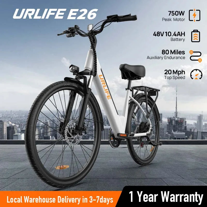 Urlife 750W Electric Bike For Adults Seven Speed Commuter