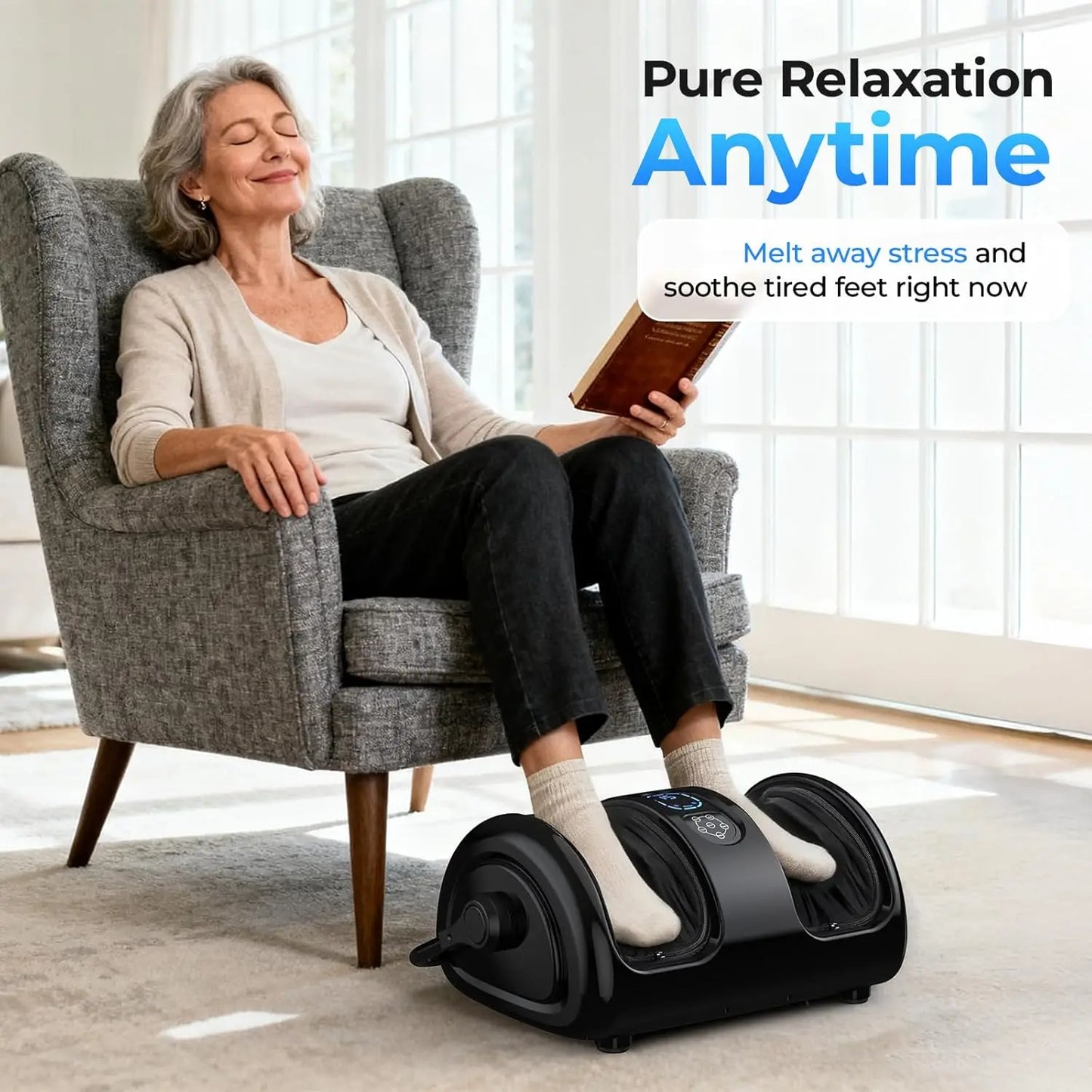 HTM Electric Foot Calf Massager Shiatsu Heat Therapy Machine