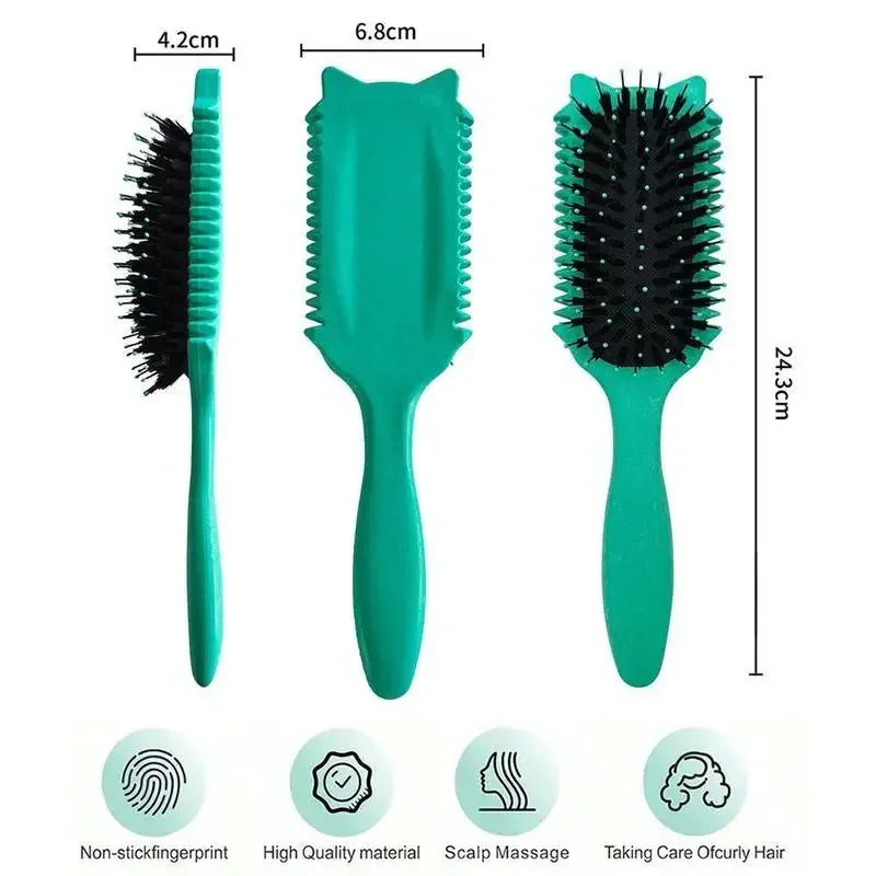 Wood Soft Bristle Curly Hair Shaping Styling Brush For Men Women