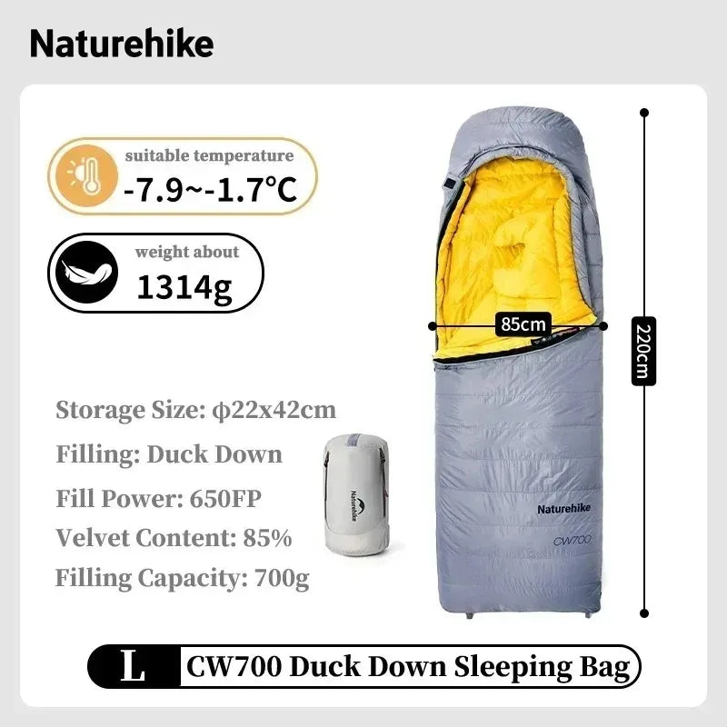 Naturehike CW700 Ultralight Down Sleeping Bag For Adults Outdoor Winter