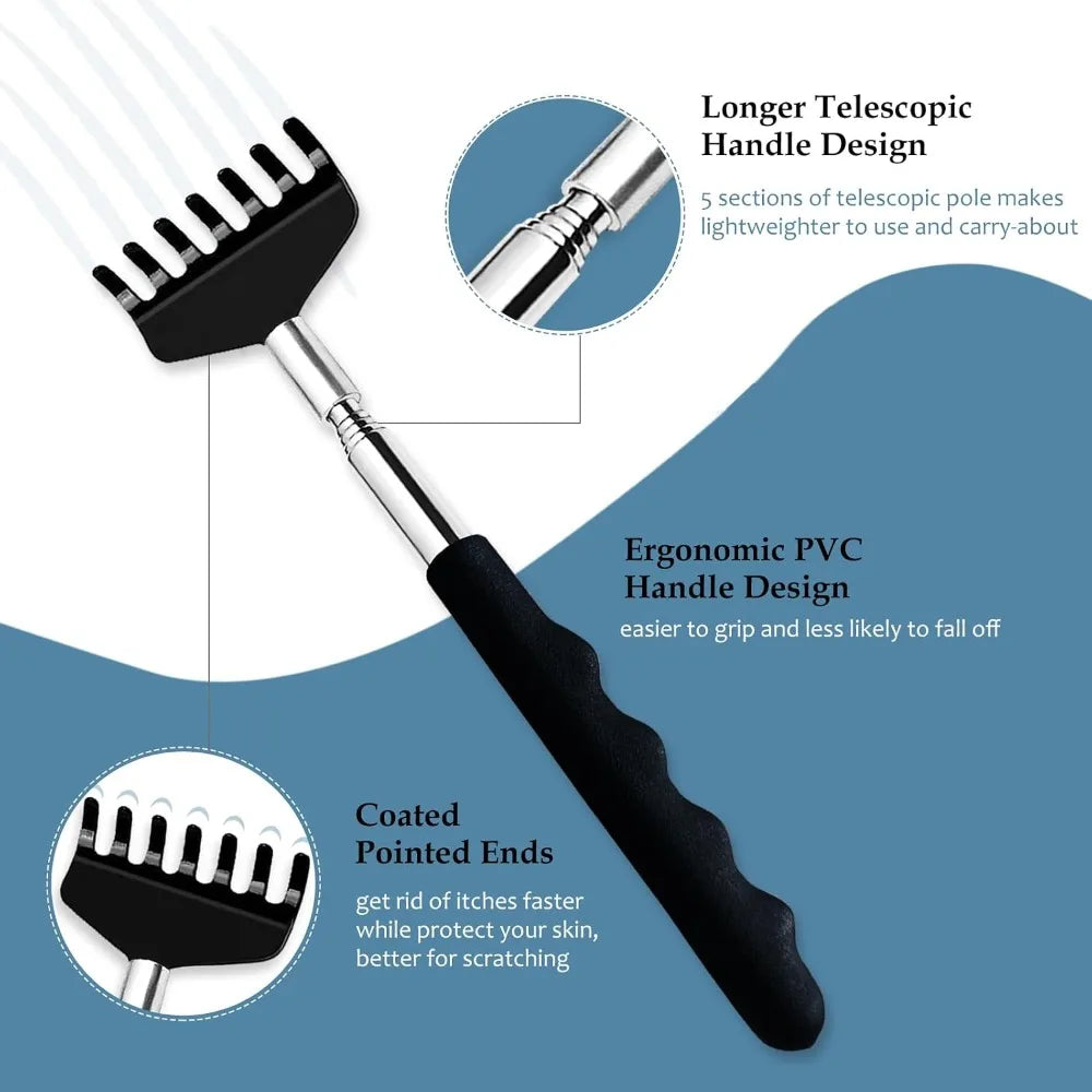 Metal Telescopic Back Scratcher With Comfortable Rubber Handle