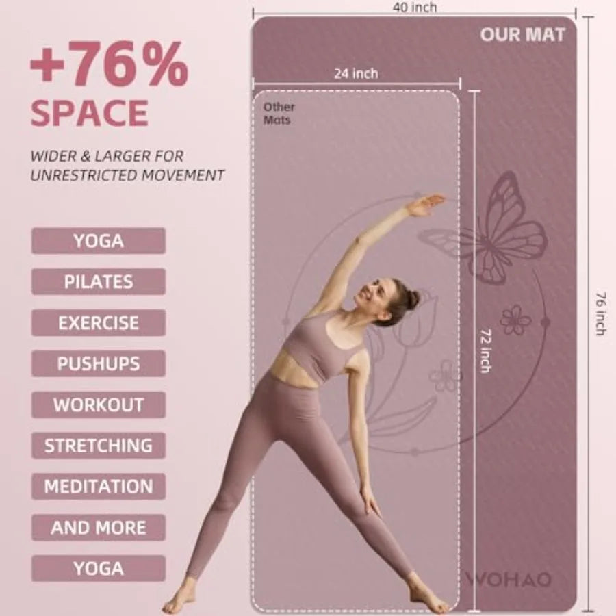 Extra Wide Non Slip PVC Yoga Mat For Studio Workouts