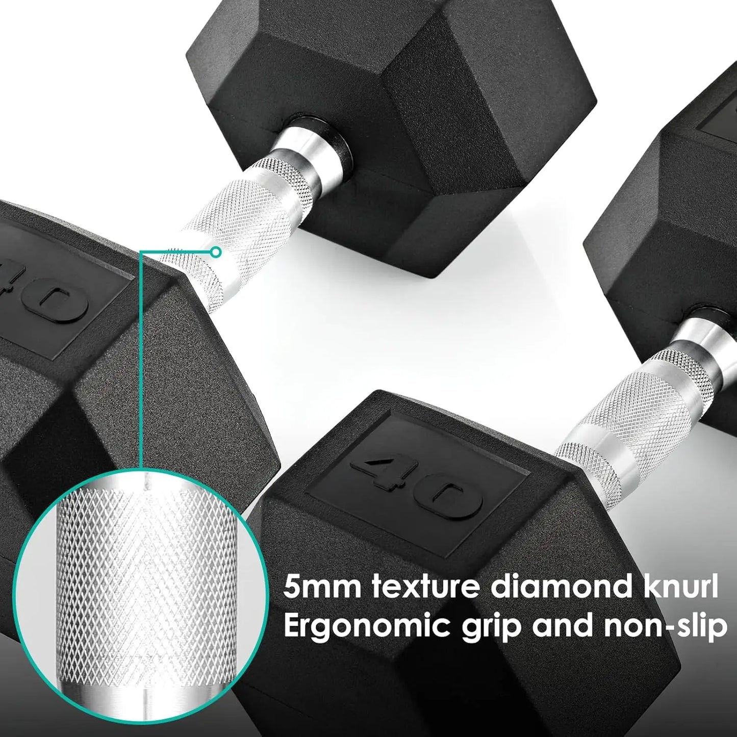 Rubber Hex Dumbbells Set For Home Gym Cast Iron Coated