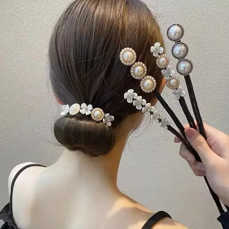 Elegant Pearl Bun Maker Hair Accessory for Korean Style Updos