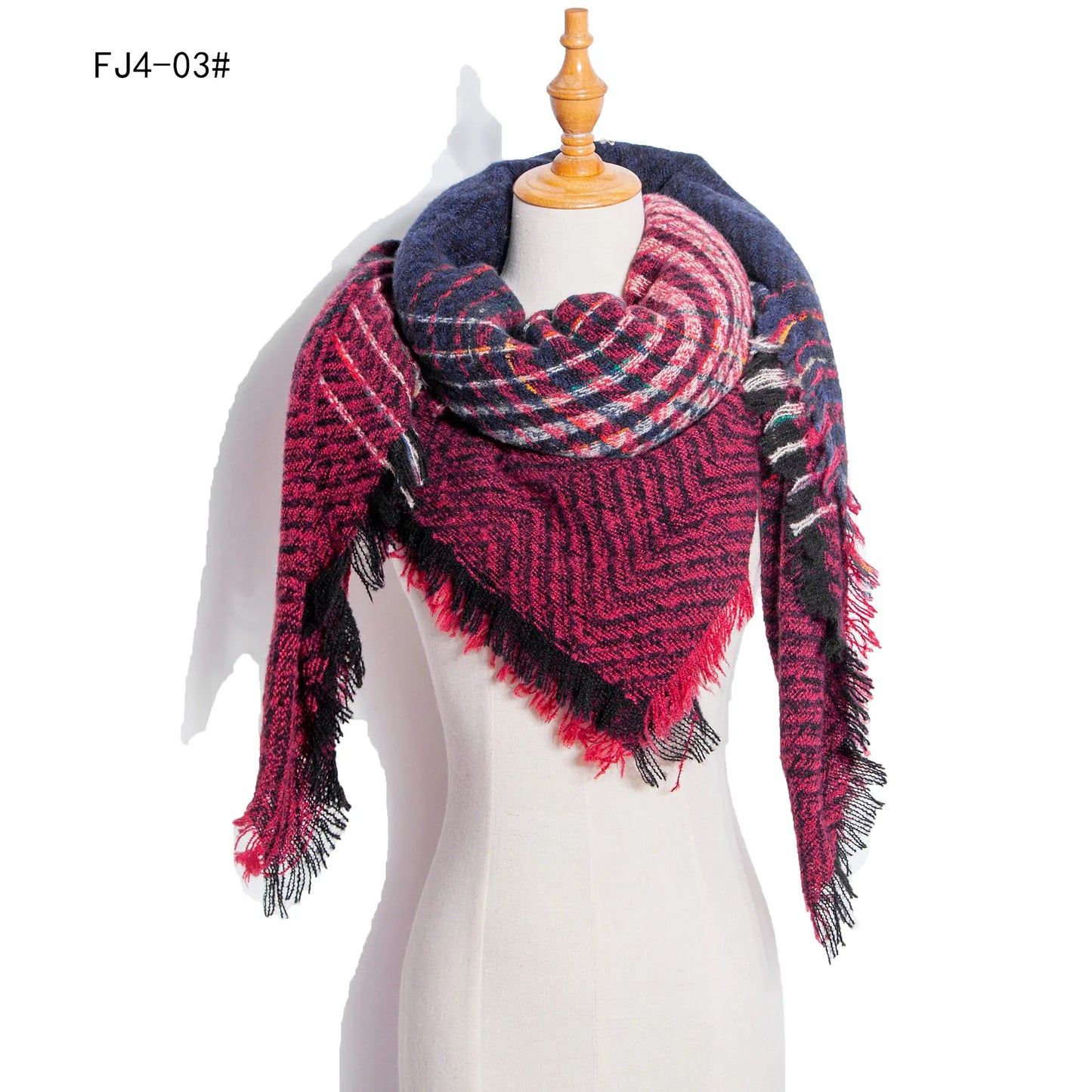 SENAIFEI Women's Triangle Knit Scarf Plaid Pashmina Shawl Wrap