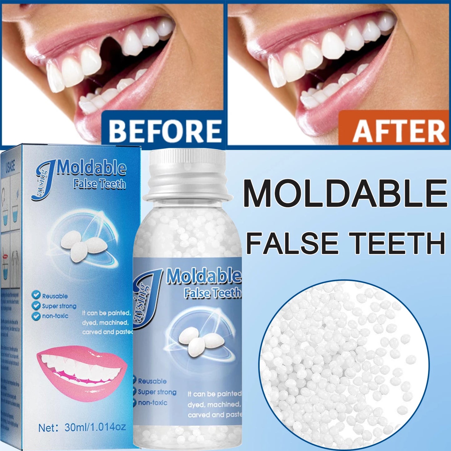 Temporary Tooth Repair Beads For Dentures Resin Adhesive