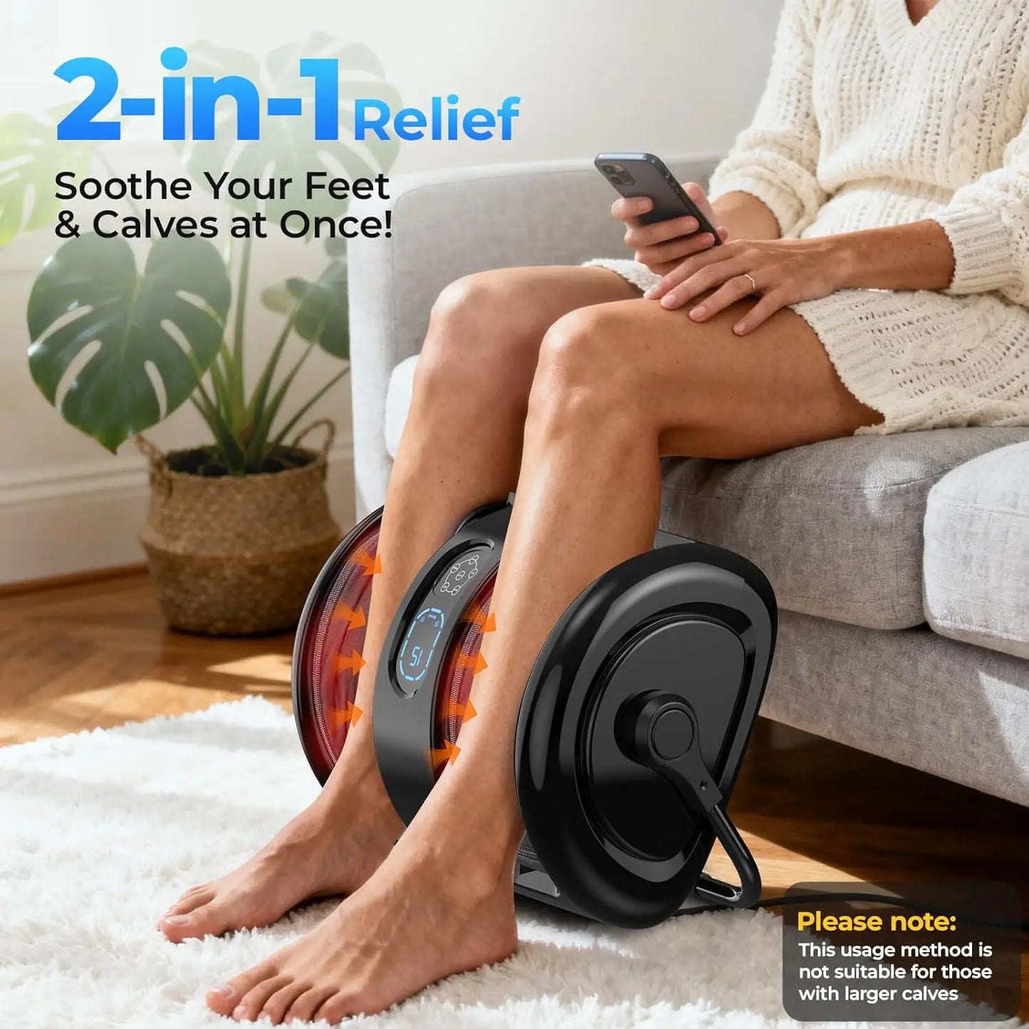 HTM Electric Foot Calf Massager Shiatsu Heat Therapy Machine