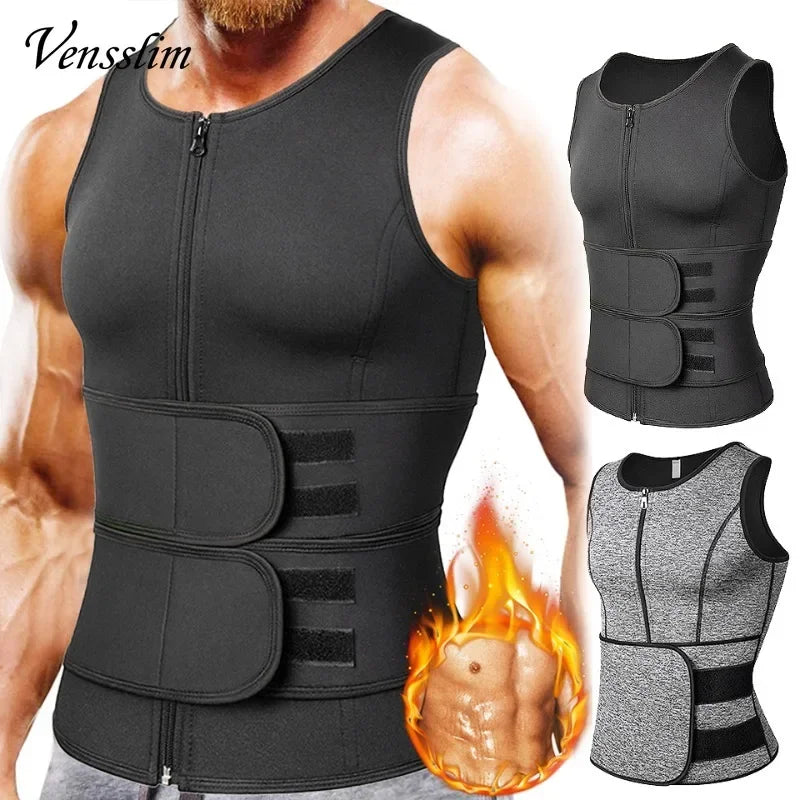 Vensslim Men Body Shaper Waist Trainer Vest Sauna Sweat Compression