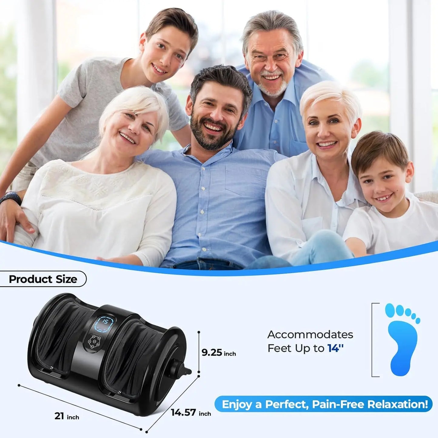HTM Electric Foot Calf Massager Shiatsu Heat Therapy Machine