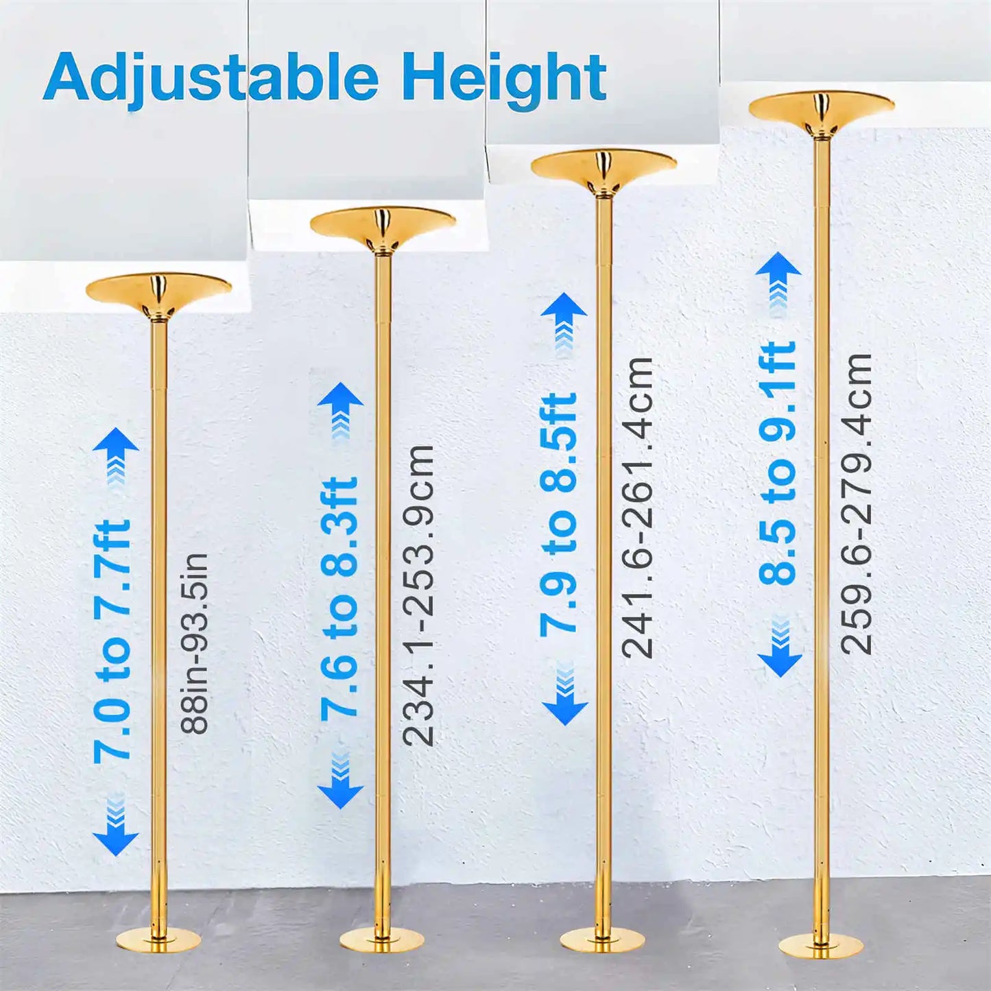 Adjustable Dance Pole Spinning Static Modes Heavy Duty Steel