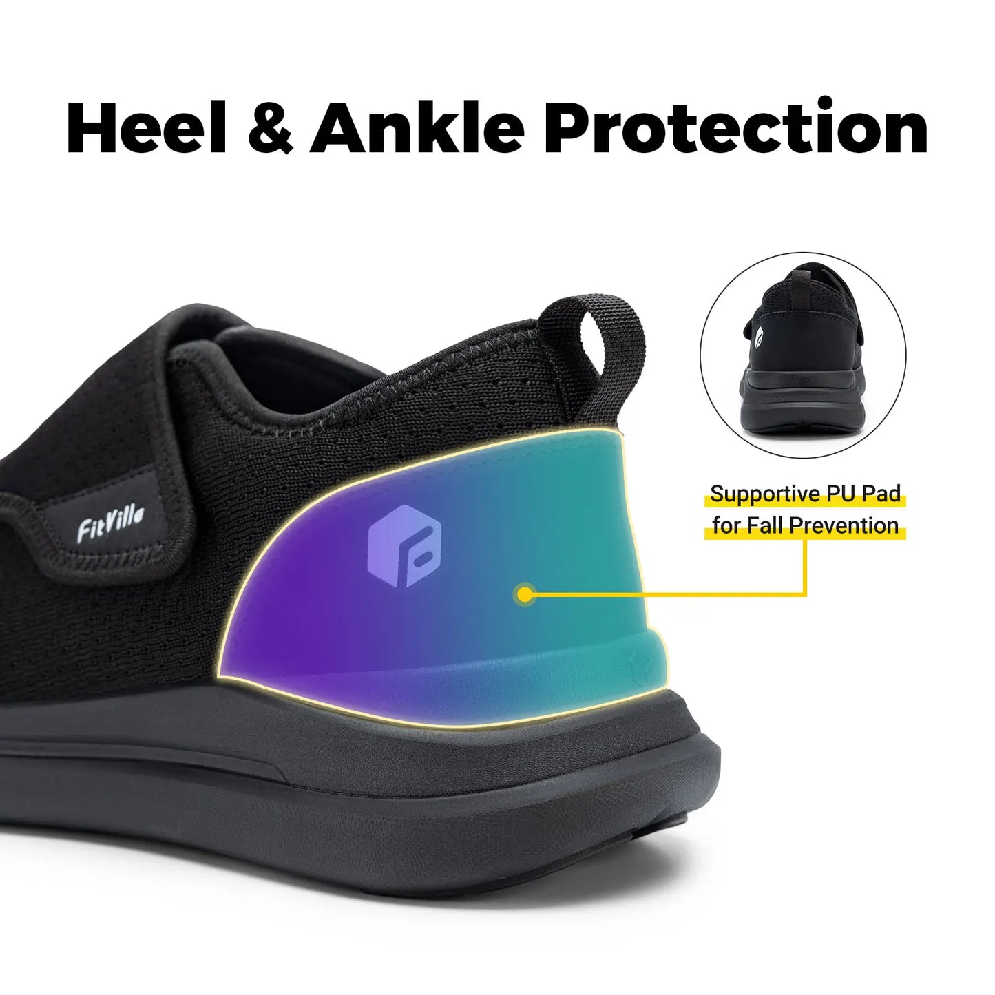 Fitville Extra Wide Men's Diabetic Walking Shoes for Swollen Feet