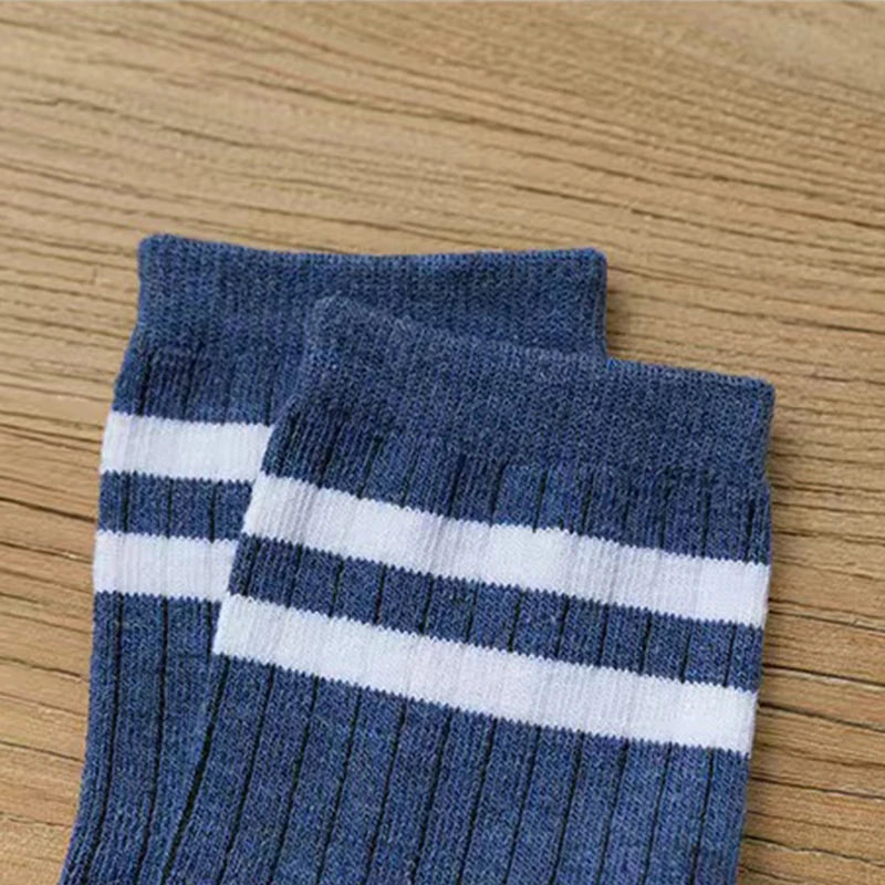 Men's Striped Casual Harajuku Retro Breathable Socks 5 Pack Polyester