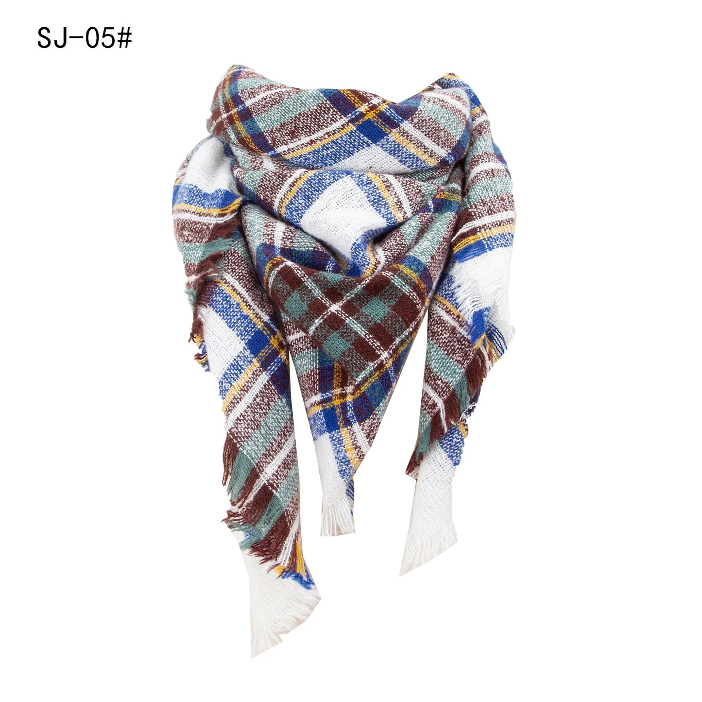 SENAIFEI Women's Triangle Knit Scarf Plaid Pashmina Shawl Wrap
