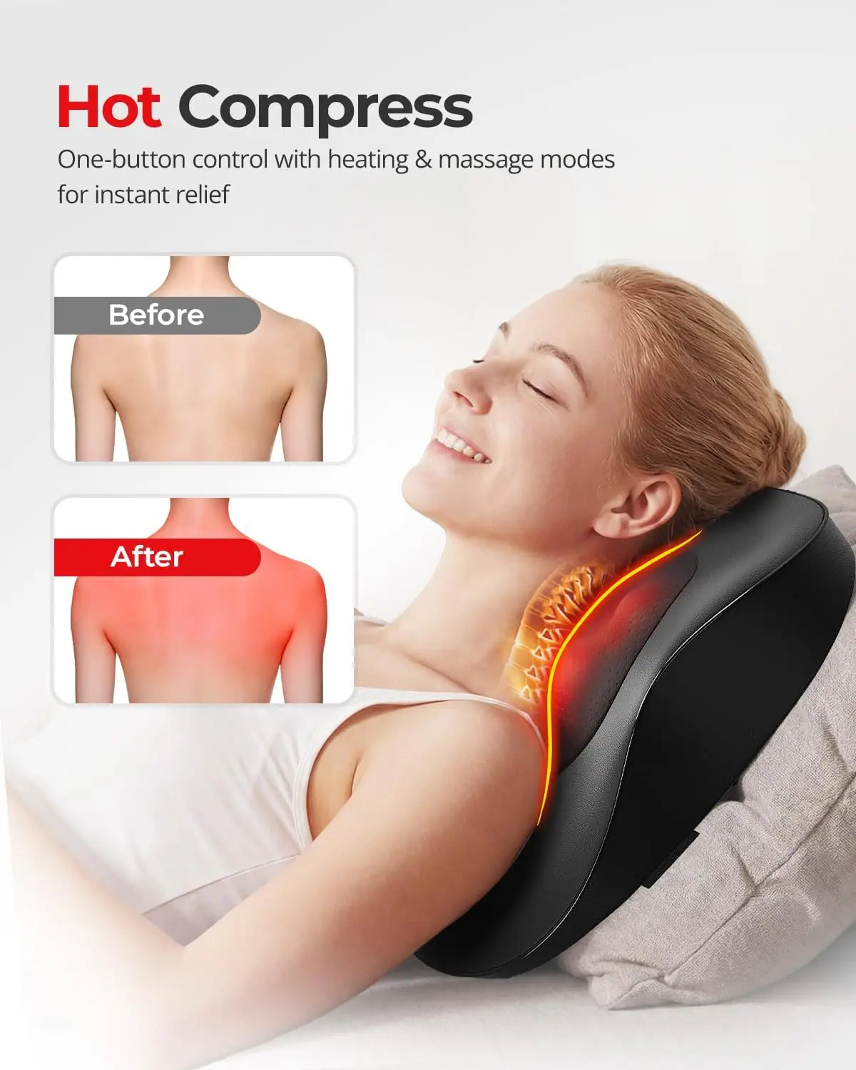 HIMOUTA Electric Neck Massager Pillow With Heat And 3D Kneading