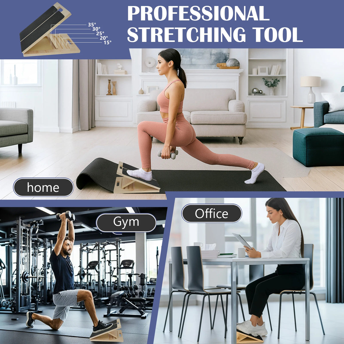 Portable Wooden Incline Stretching Board For Calf And Squat Training