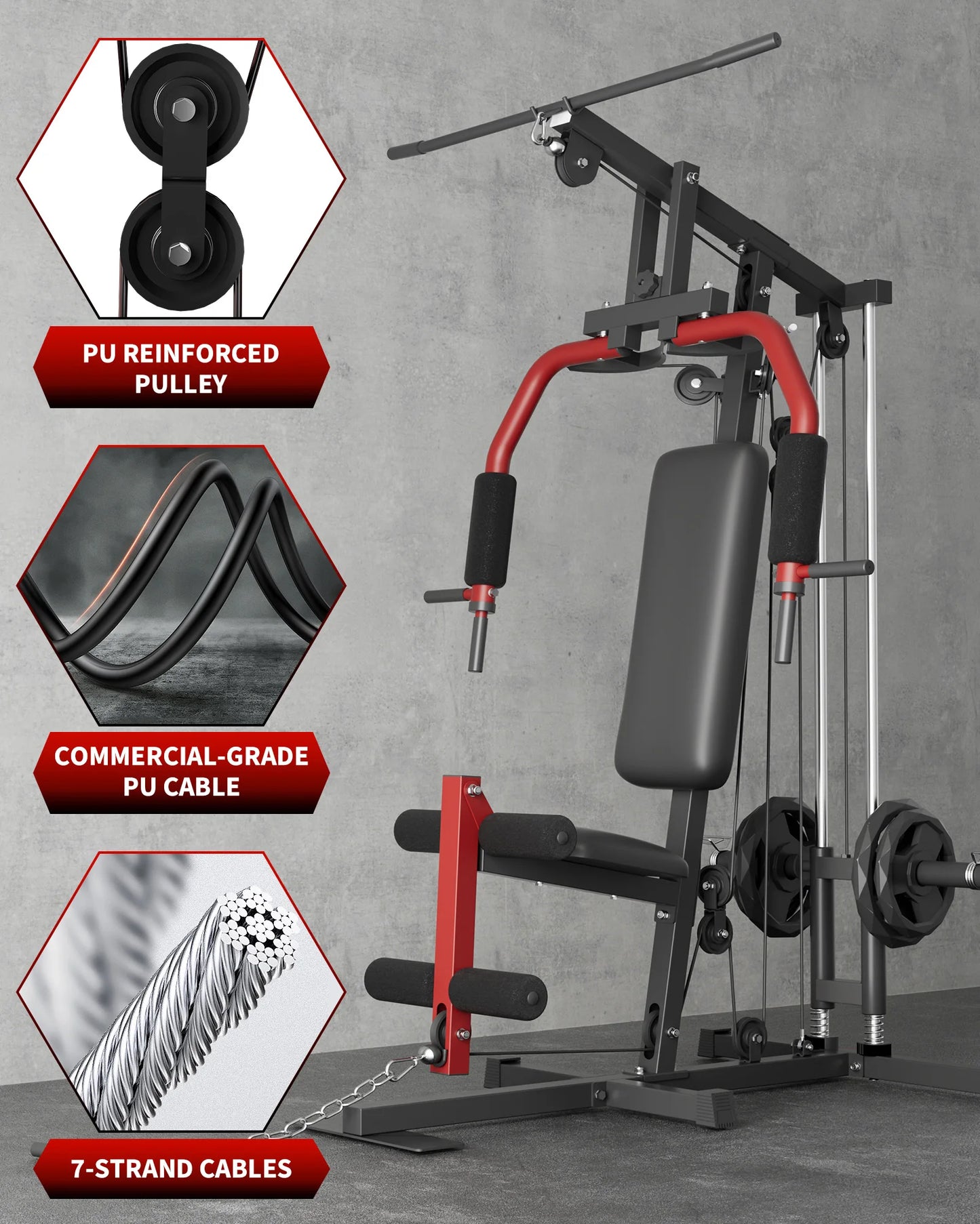 HiMISS 5 In 1 Gym Chest Press Lat Pulldown Machine